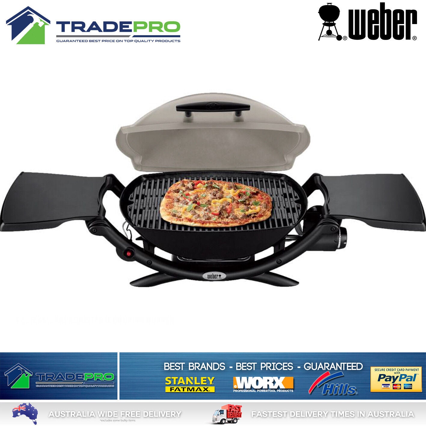 BBQ Weber Q2000 PRO Portable Gas Barbecue Grill Stainless Steel Burner with Hose