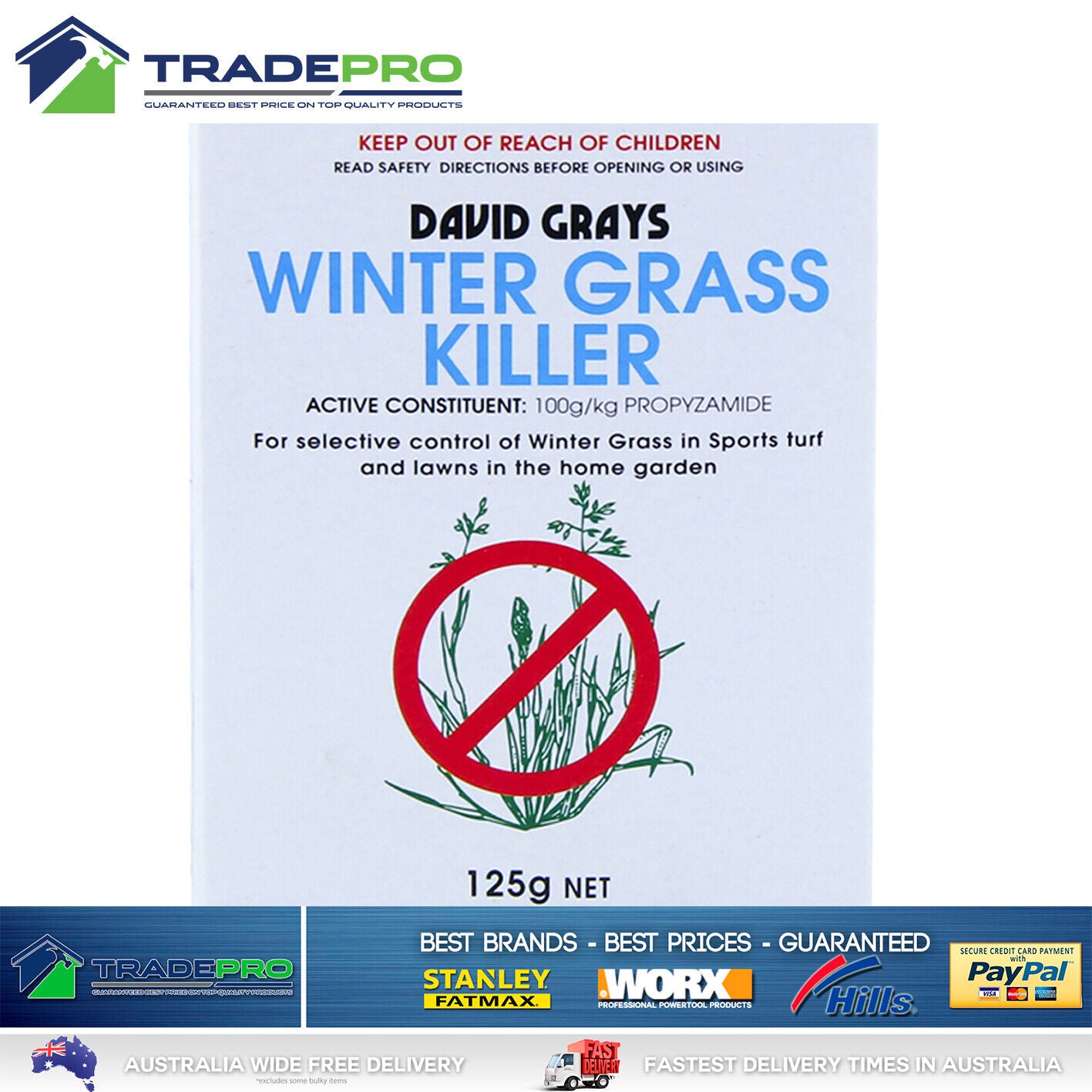 Winter Grass Killer 125g David Grays Lawn Weed Control Propyzamide PRO Herbicide