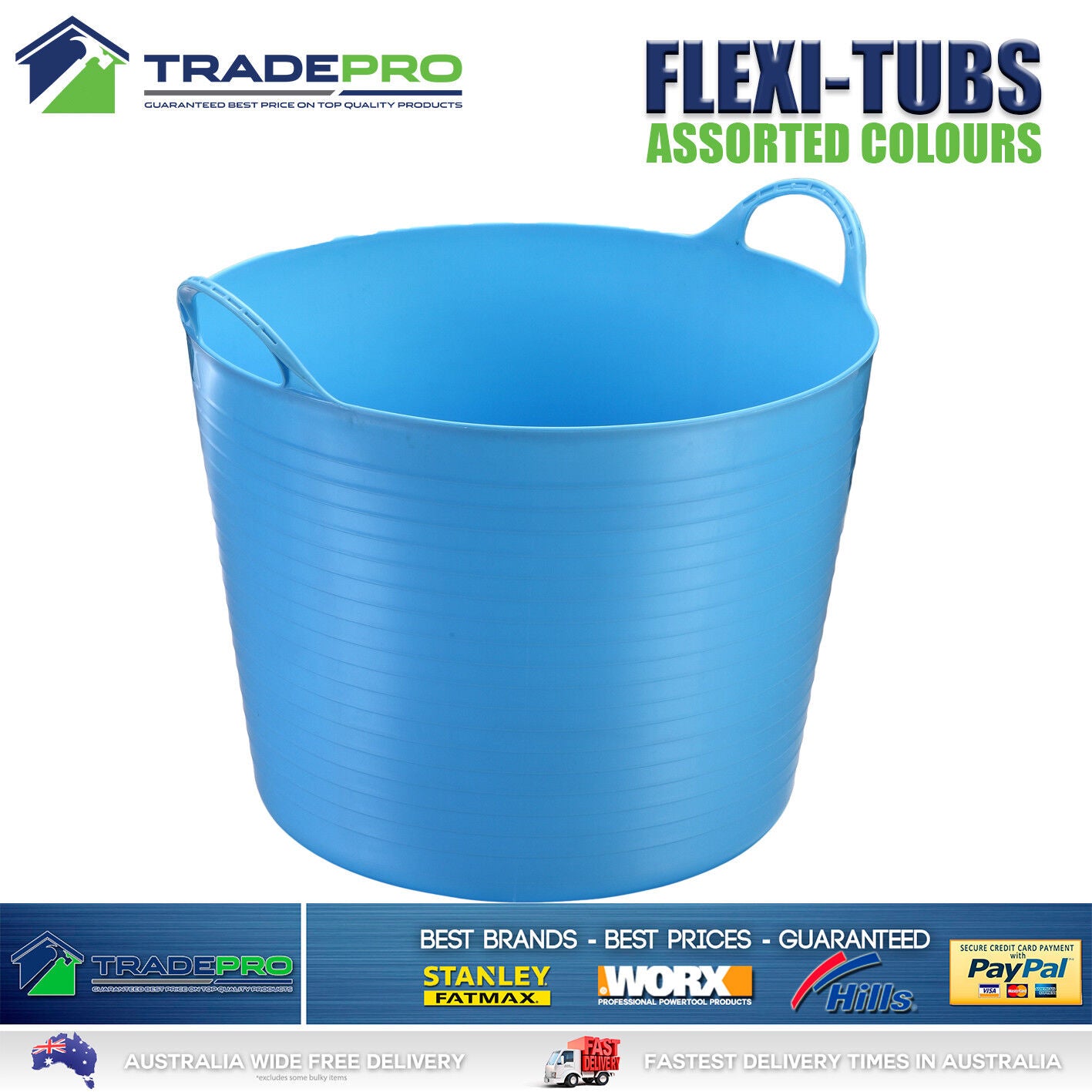 6x Flexi Tub PRO 16Ltr Tough Bucket Flexible Storage Container Trug Bin 16L