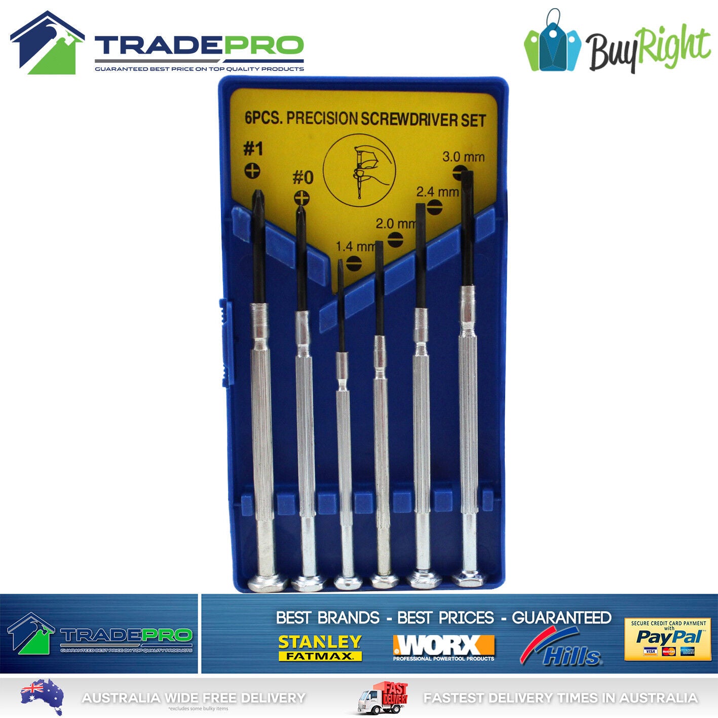 Screwdriver Set 19pc Buy Right with Carry Case Magnetic Phillips Flat Precision