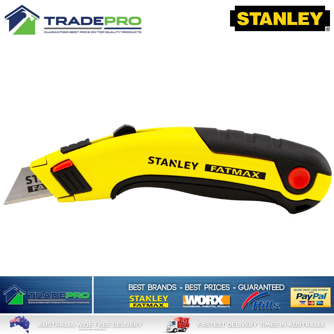 Genuine Stanley® Fatmax New PRO Retractable Ultility Knife with 5 Blades Quality