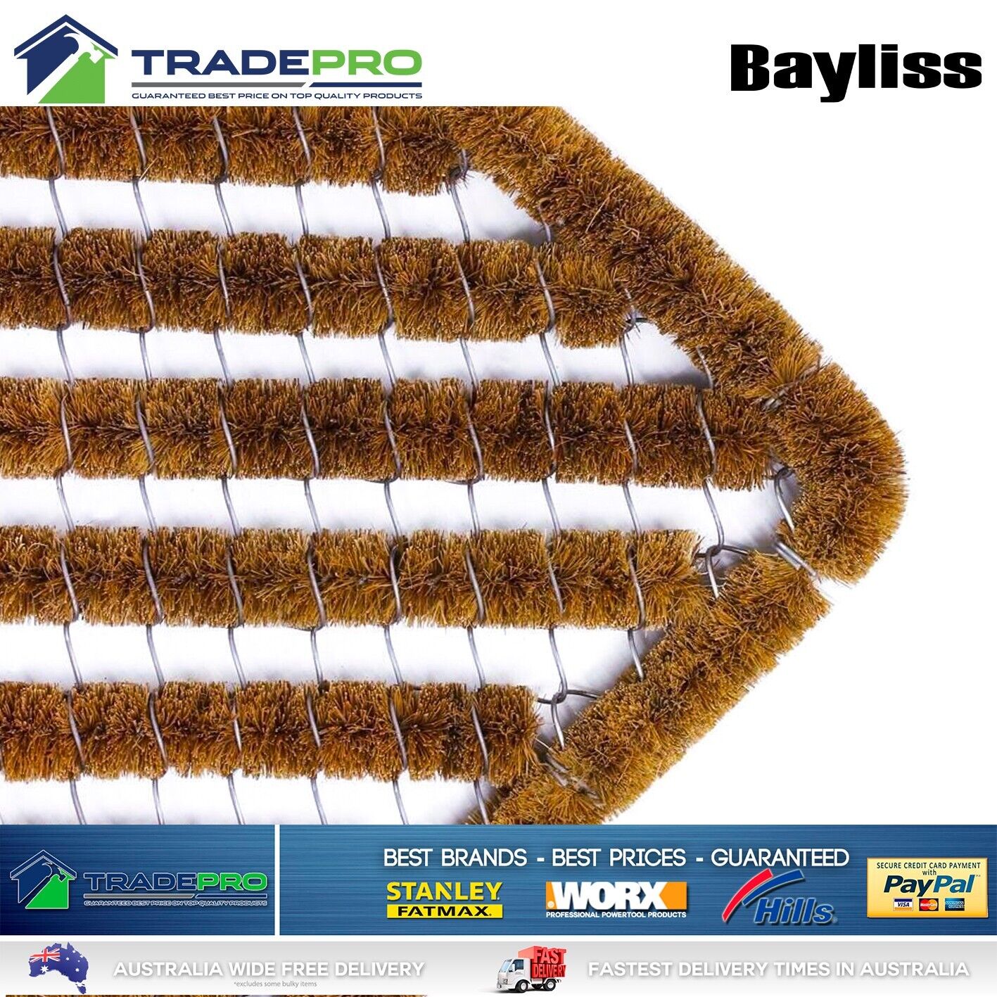 Coir Scraper Door Mat 60x40cm Wire Outdoor Boot Shoe Scrubber Cleaner Remover