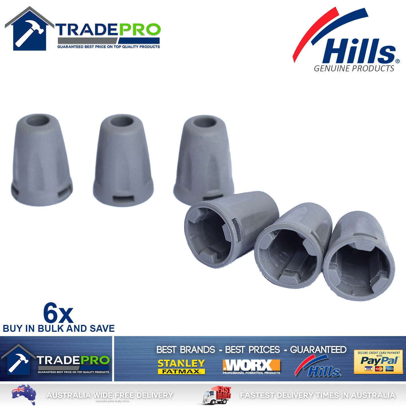 Hills Genuine PRO Clothes Line Tie Off Caps 6pc Folding Frame Clothesline 6 pack