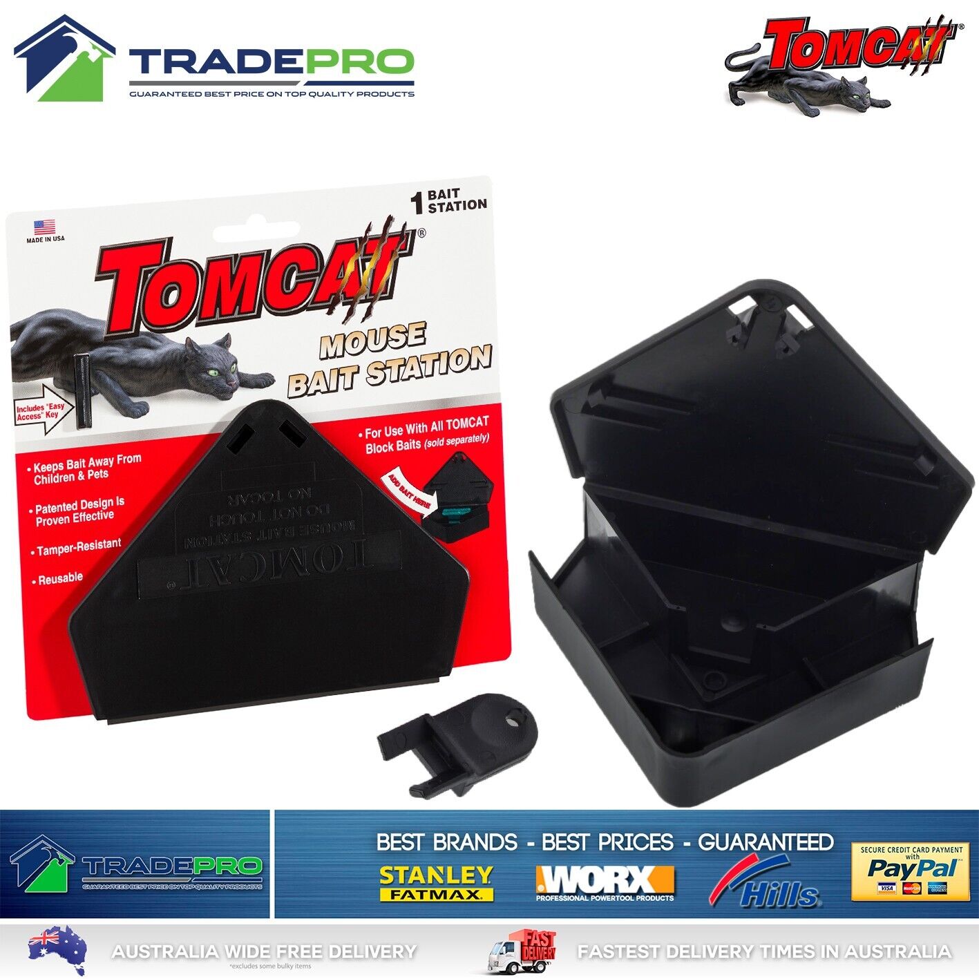 Tomcat Mouse Bait Station Poison Killer Trap Plastic Safe Children Lockable PRO