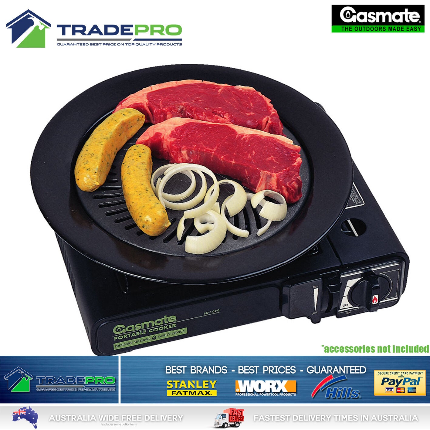 Butane Stove Gasmate® Gas Grill Top Griddle Pan BBQ Porcelain Plate No Stick Fat