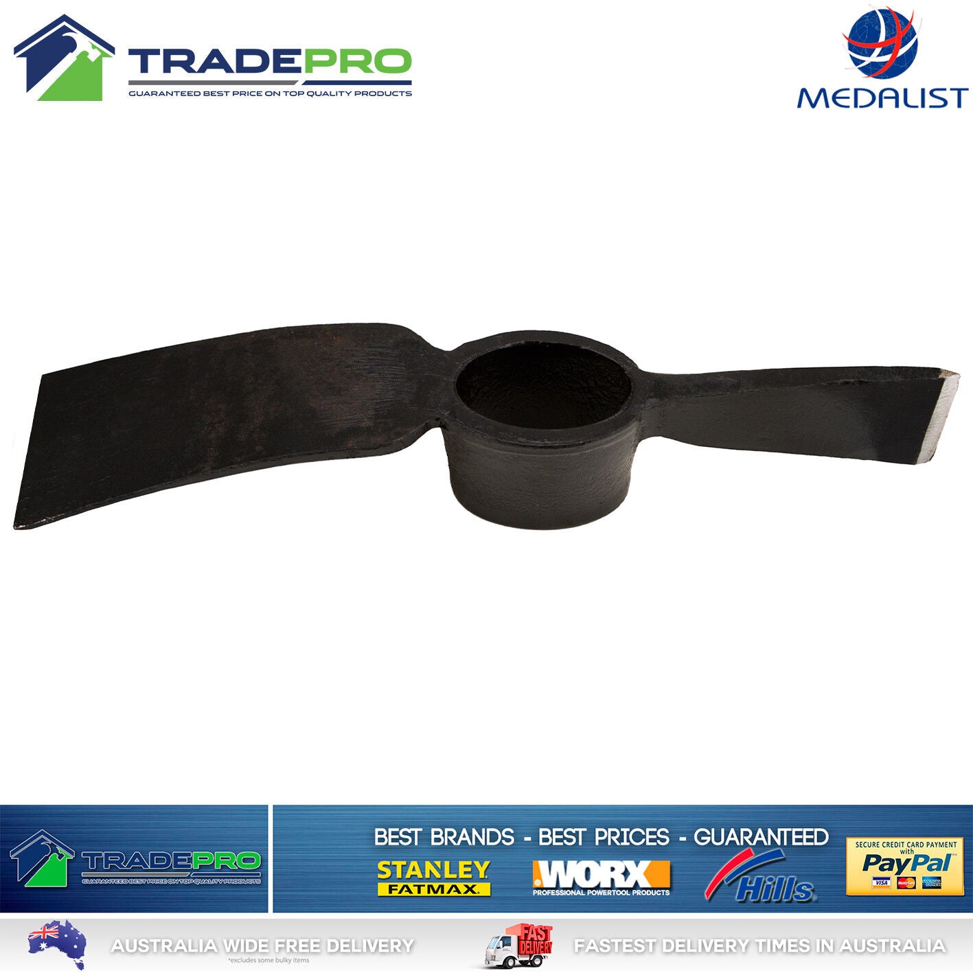 Mattock Medalist® 750gm & Fiberglass Handle Garden Cutter Hoe Fossicking Digging