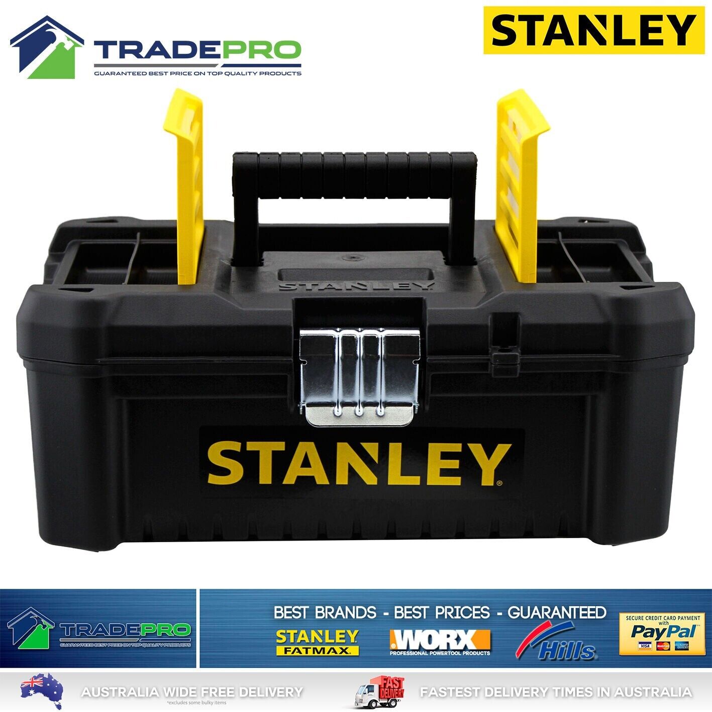 Stanley® Tool Chest Box 32cm Lockable Storage Toolbox Metal Latches & Orgainiser