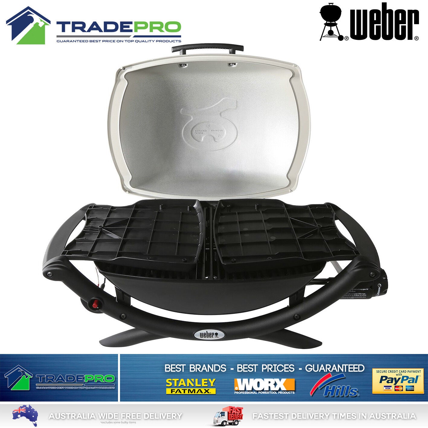 BBQ Weber Q2000 PRO Portable Gas Barbecue Grill Stainless Steel Burner with Hose