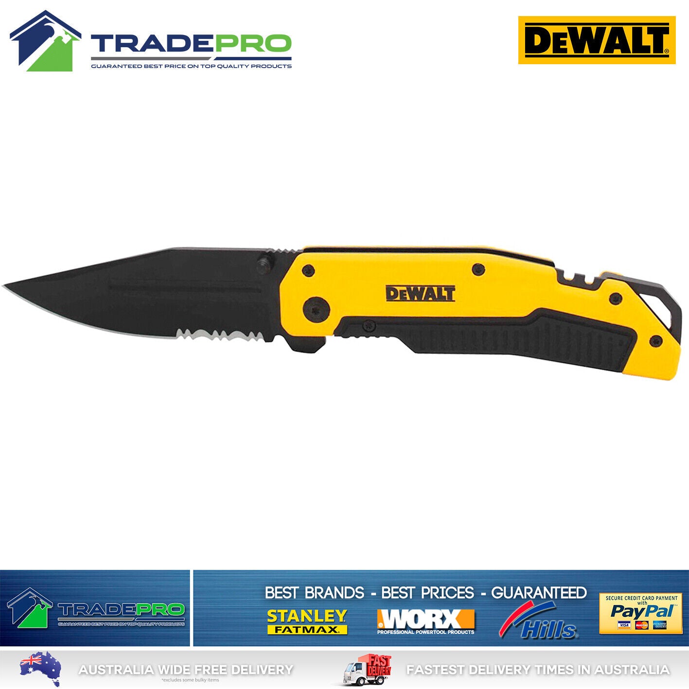 DeWalt® PRO Premium Ultility Knife Folding Outdoor Hunting Sharp Camping Pocket
