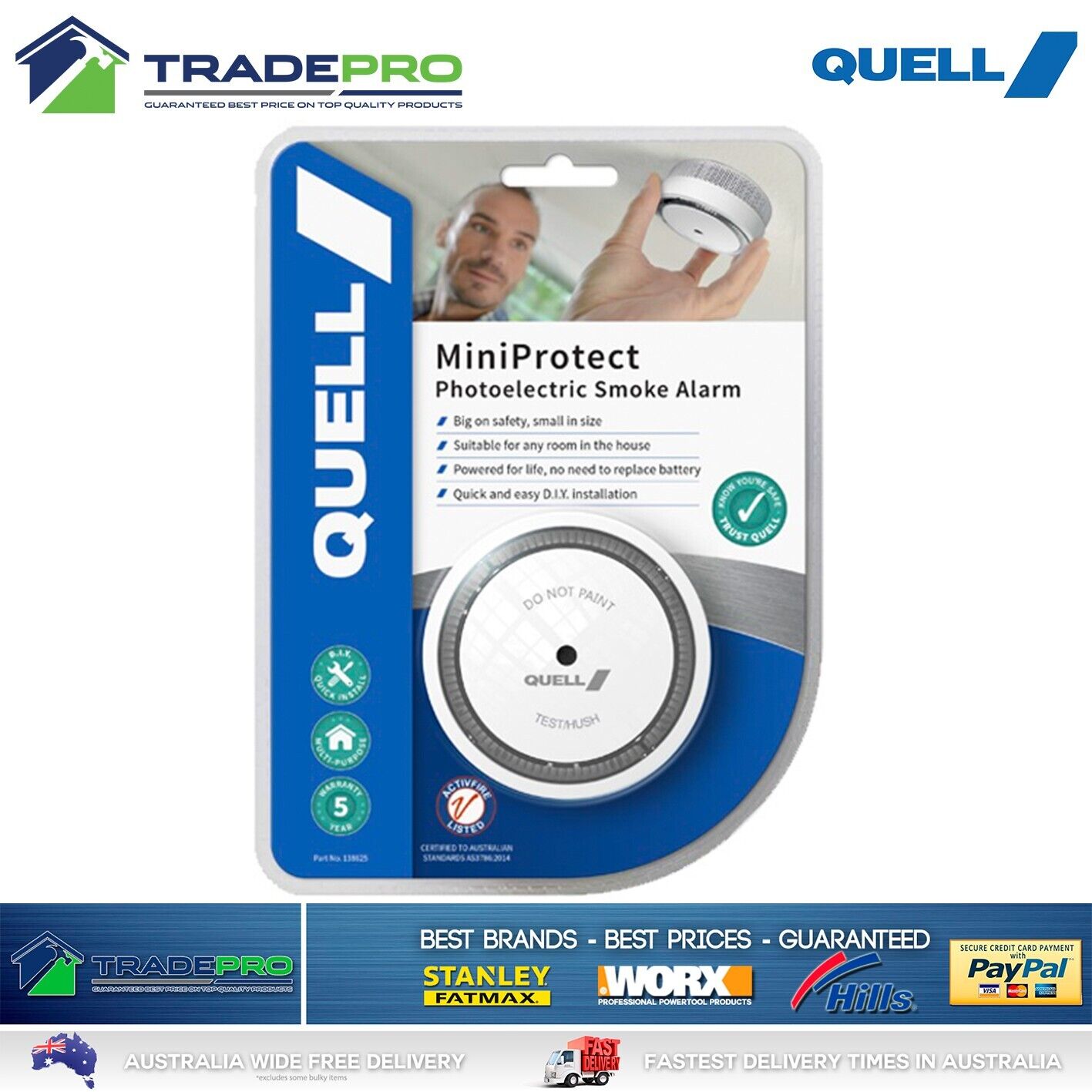 Smoke Alarm Fire Detector Quell® Photoelectric Intelligent Mini Protect QM10 PRO