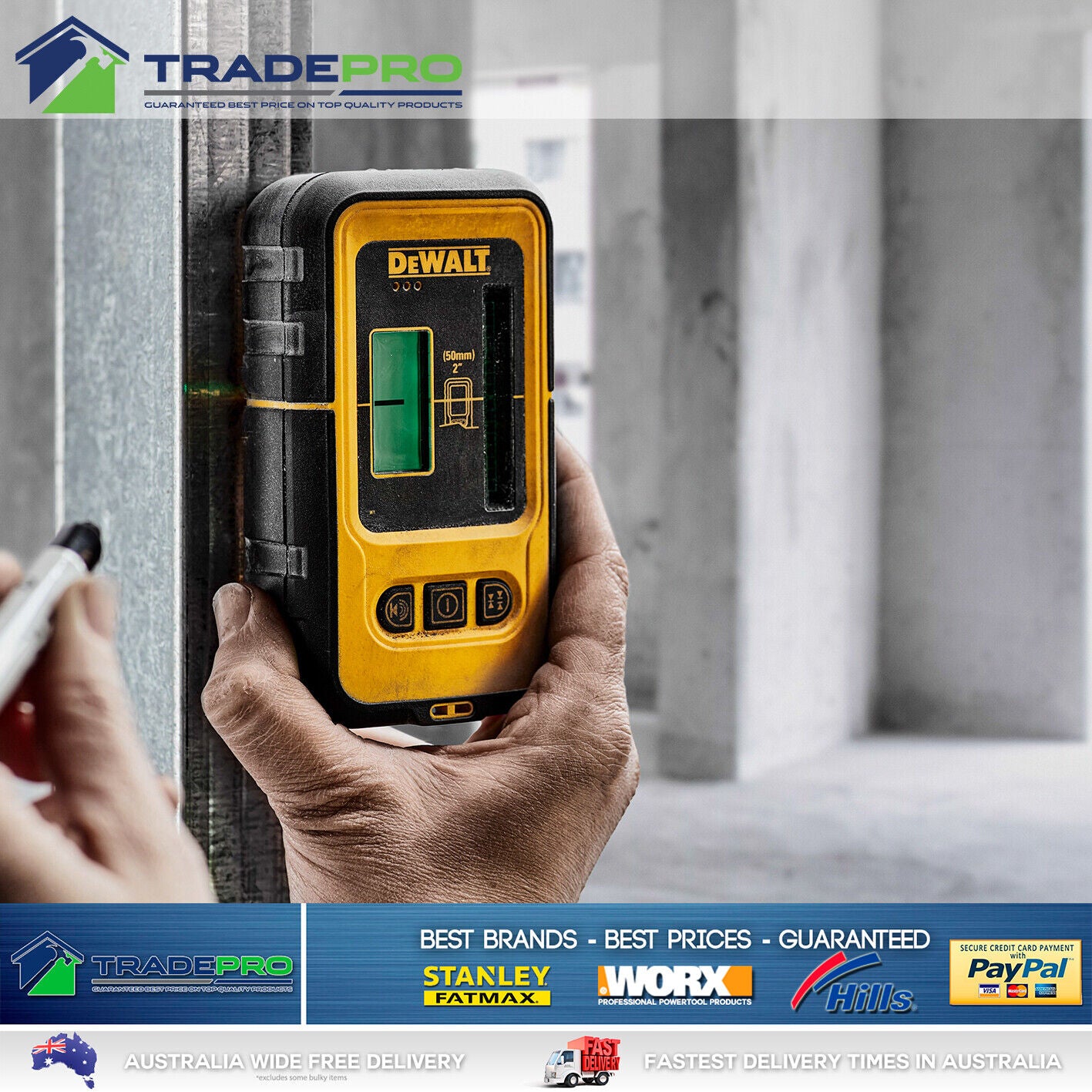 Dewalt® Green Line Laser Beam Detector Leveling Distance 50M Accurate Trade PRO