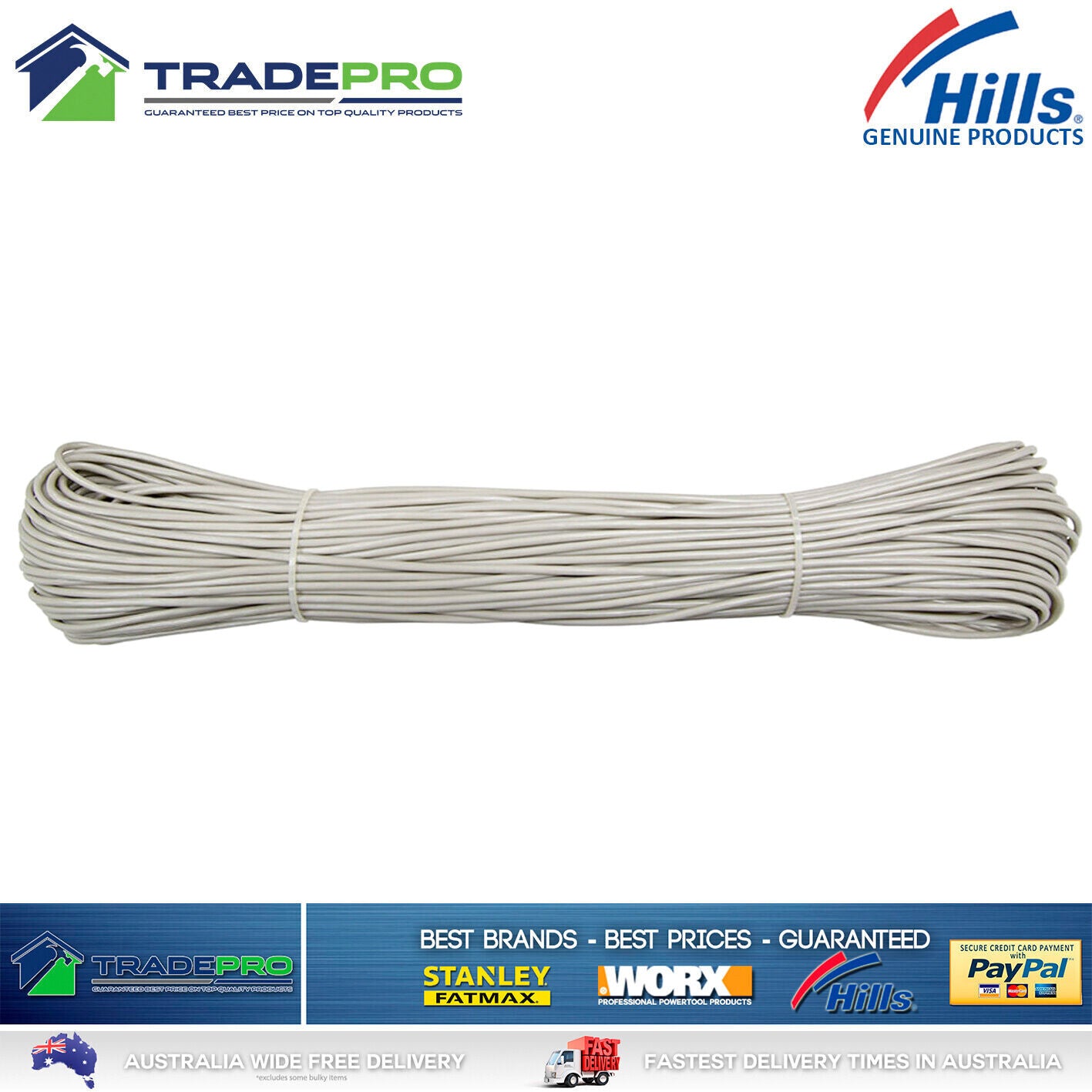 Hills® Replacement Line 65m Clothesline Rotary Fold Out Cord Polycore PVC PRO