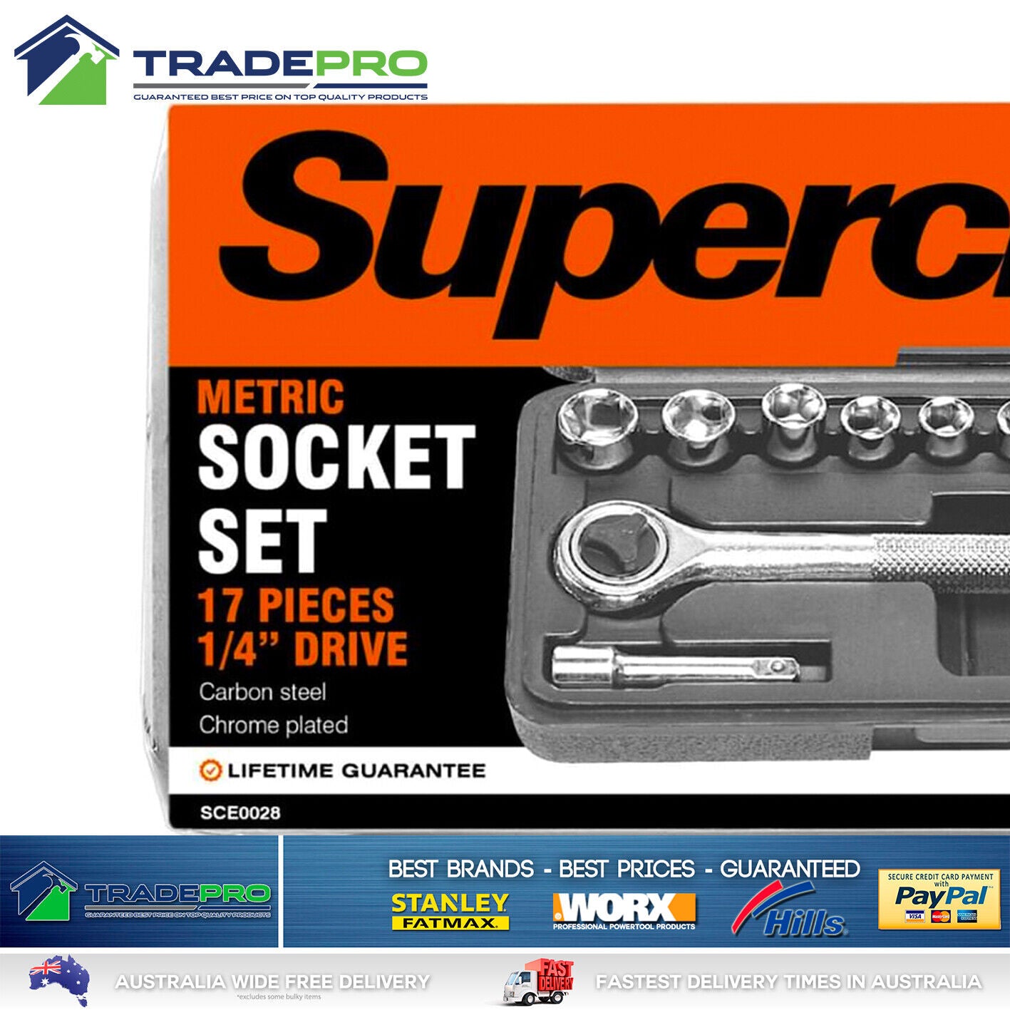 Genuine Supercraft® 17pc 1/4" Drive Metric/Imperial Socket Set in Storage Case