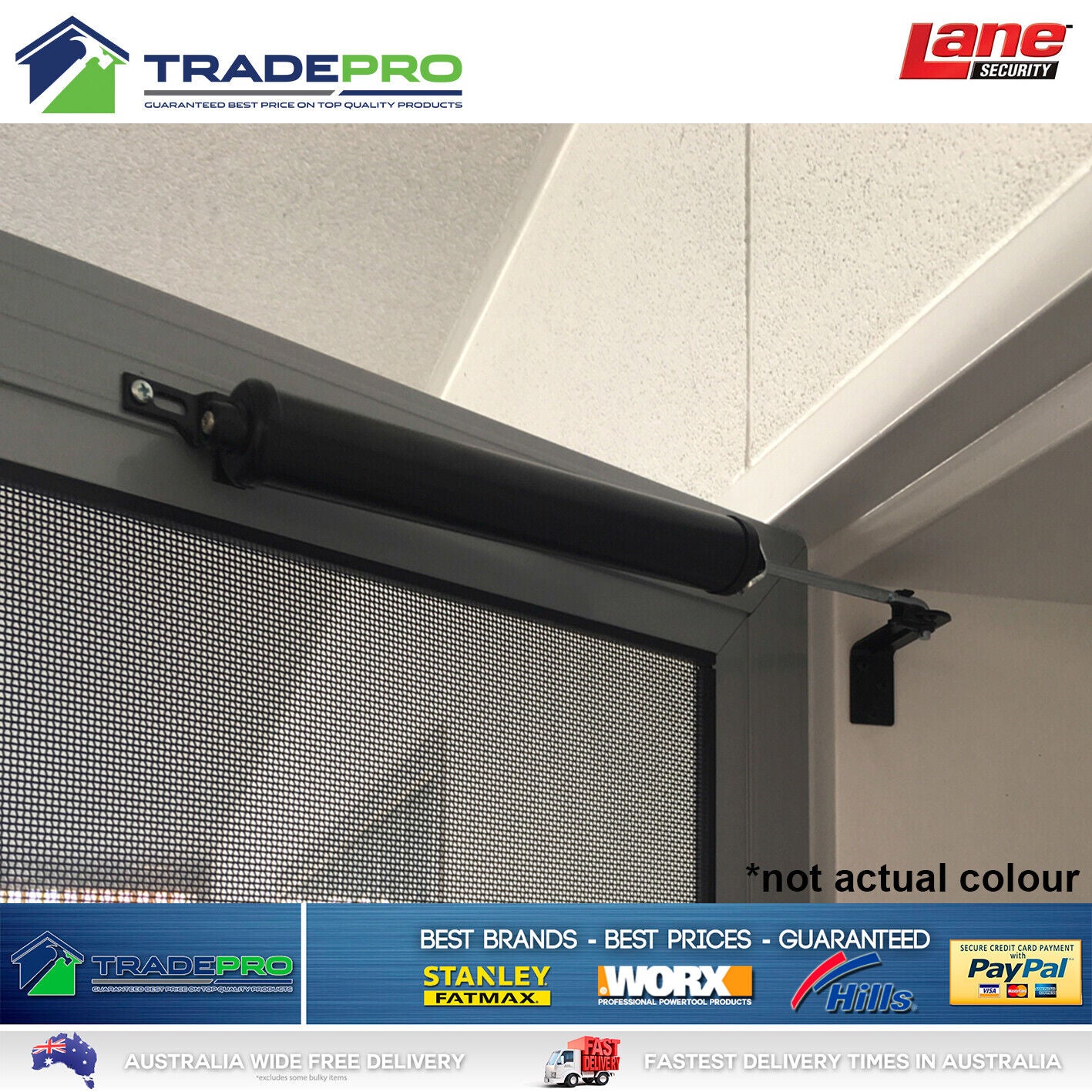 Door Closer Lane Pneumatic Adjustable Universal Fit Security Screen Opener White