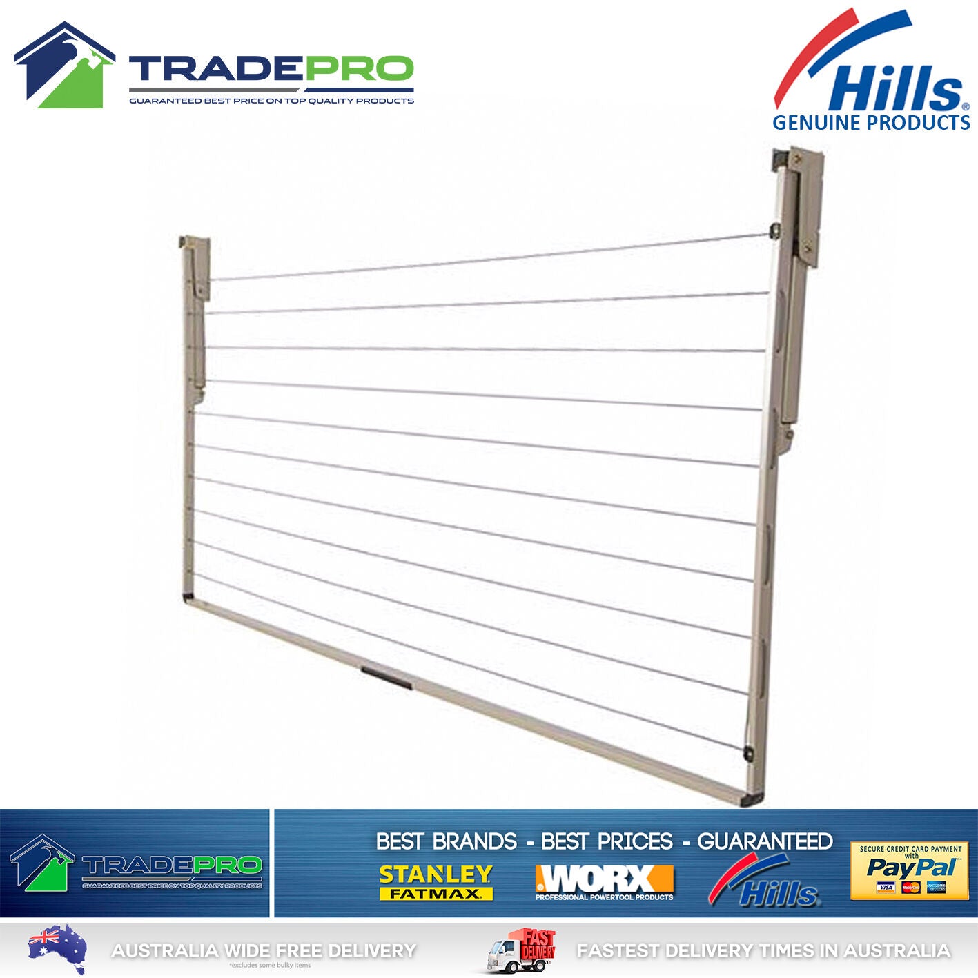 Hills Everyday Single Folding Frame Clothesline Genuine Fold Down Clothes Line