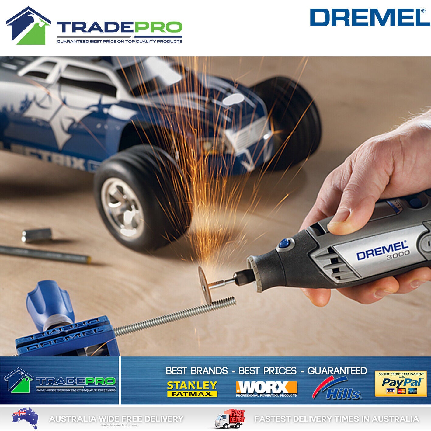 Dremel Electric Rotary Tool PRO 130W Variable Speed 3000 Series 26pc Kit & Case