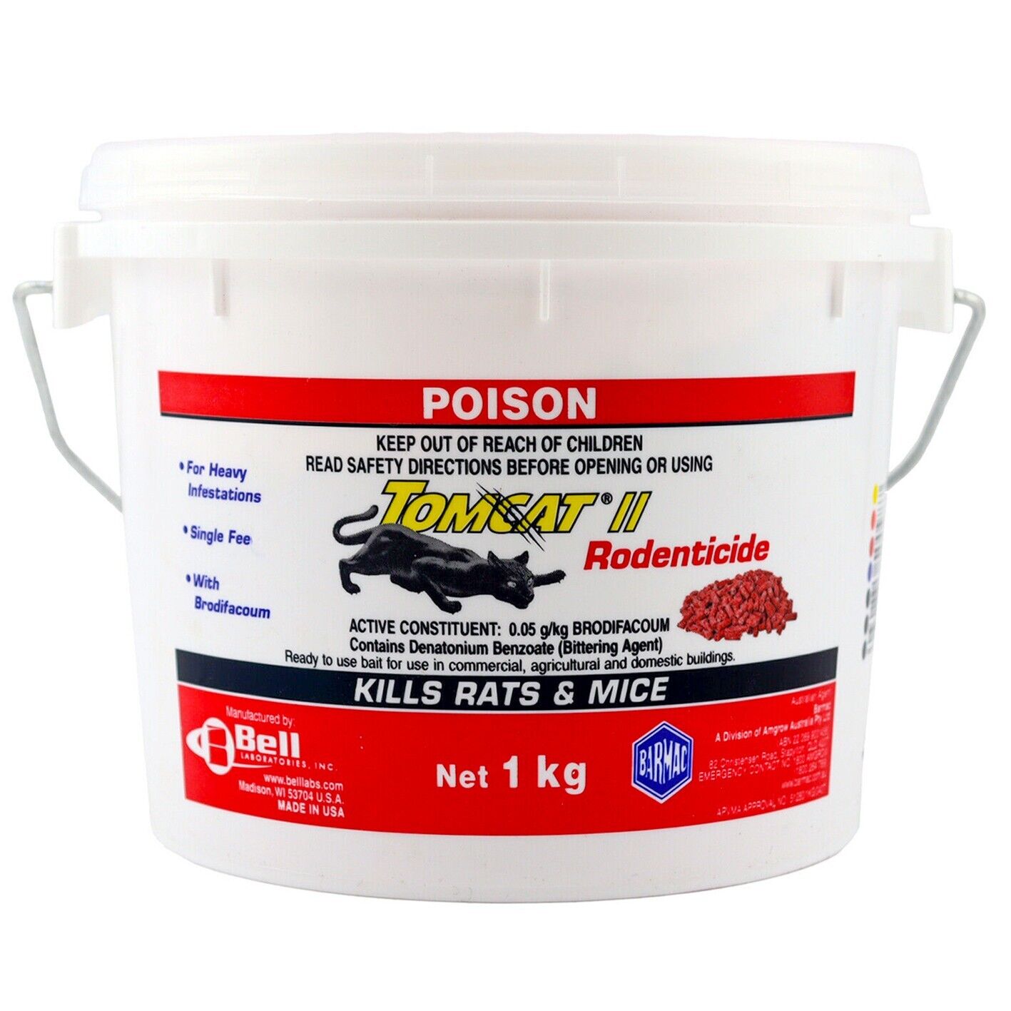 Tomcat II Ultra Fast Pellets 1kg Red Rat Bait Mouse Trap Poison Rodent Killer