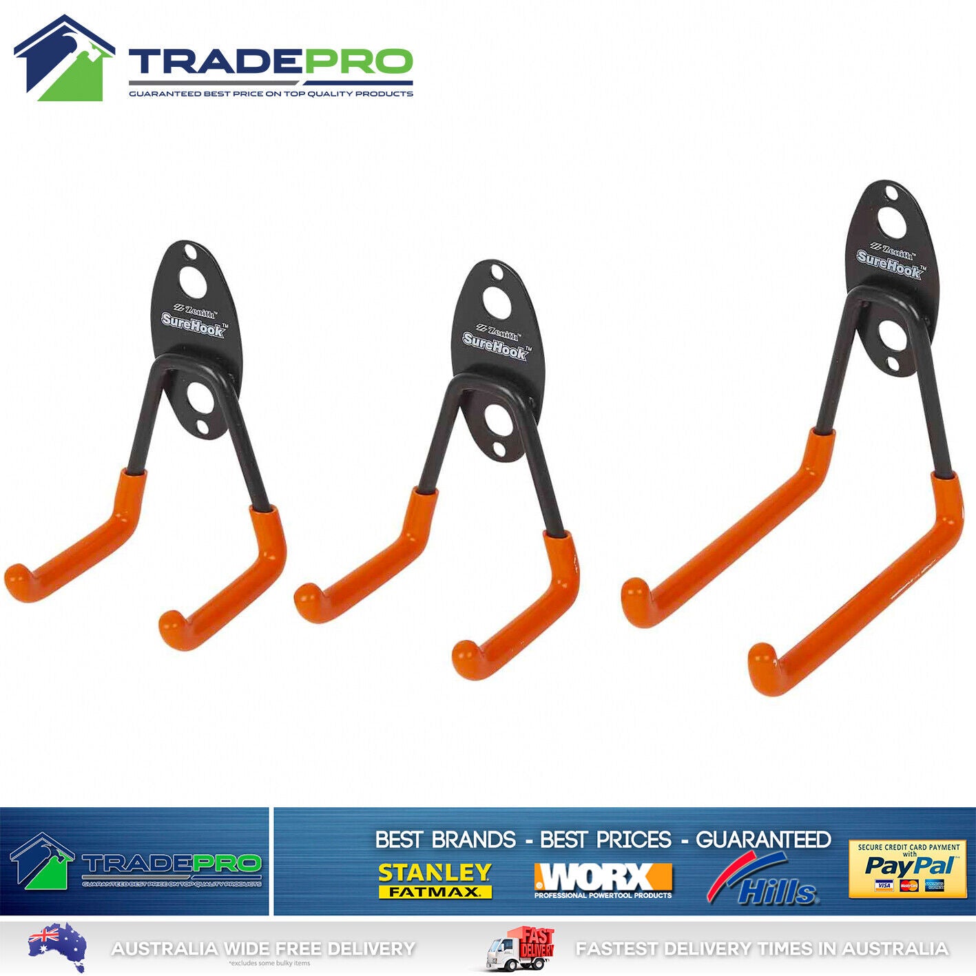 Bike Multi Storage Hook Kit Fastener Plasterboard Masonry Timber Hanging Hooks