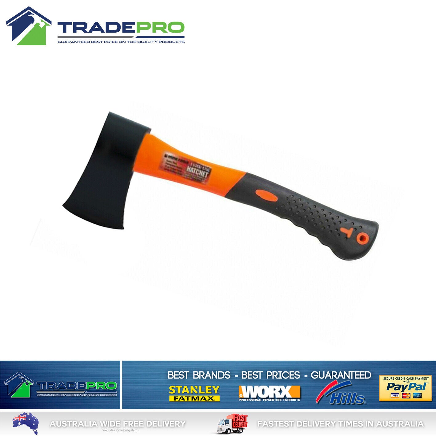 Axe Hatchet 675gm with Fiberglass Handle Quality Firewood Camping Log Splitter