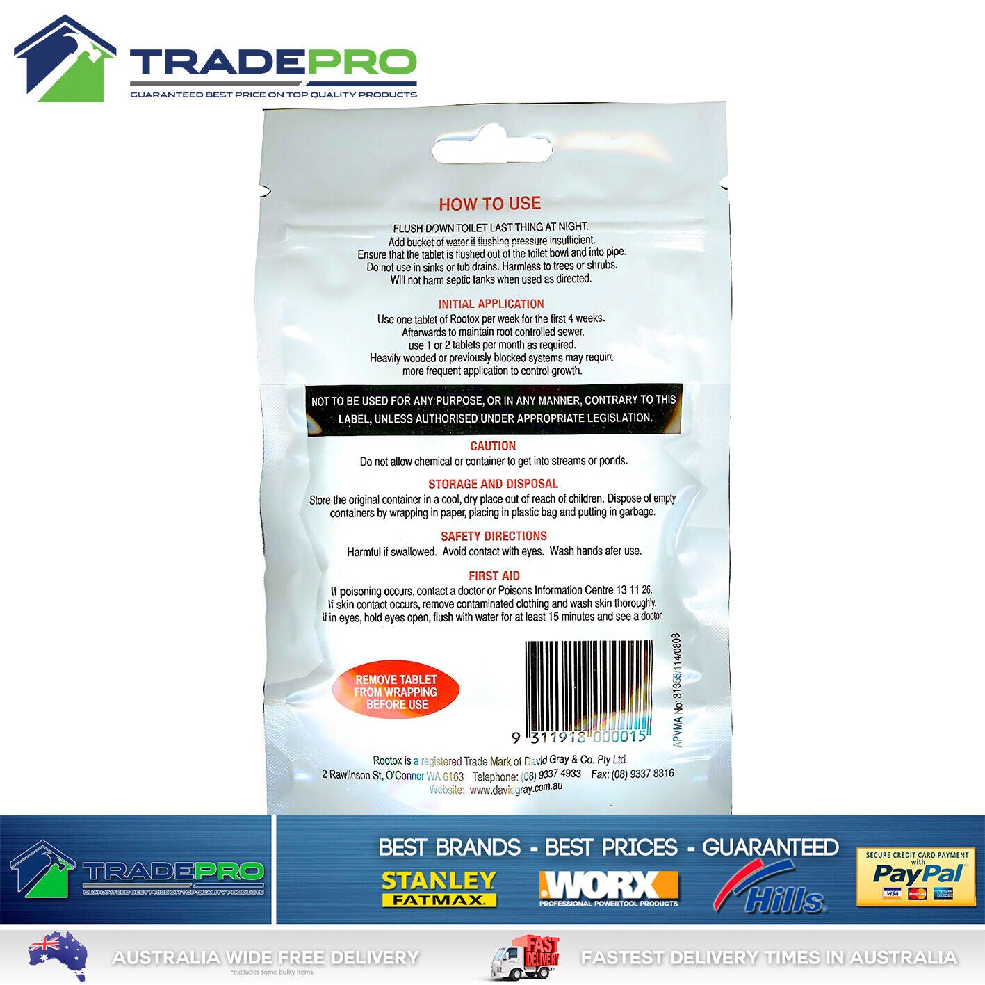 Rootox 8pc Root Control Tablets Sewer Pipe Copper Weed Tree Killer 2x 4 Packs