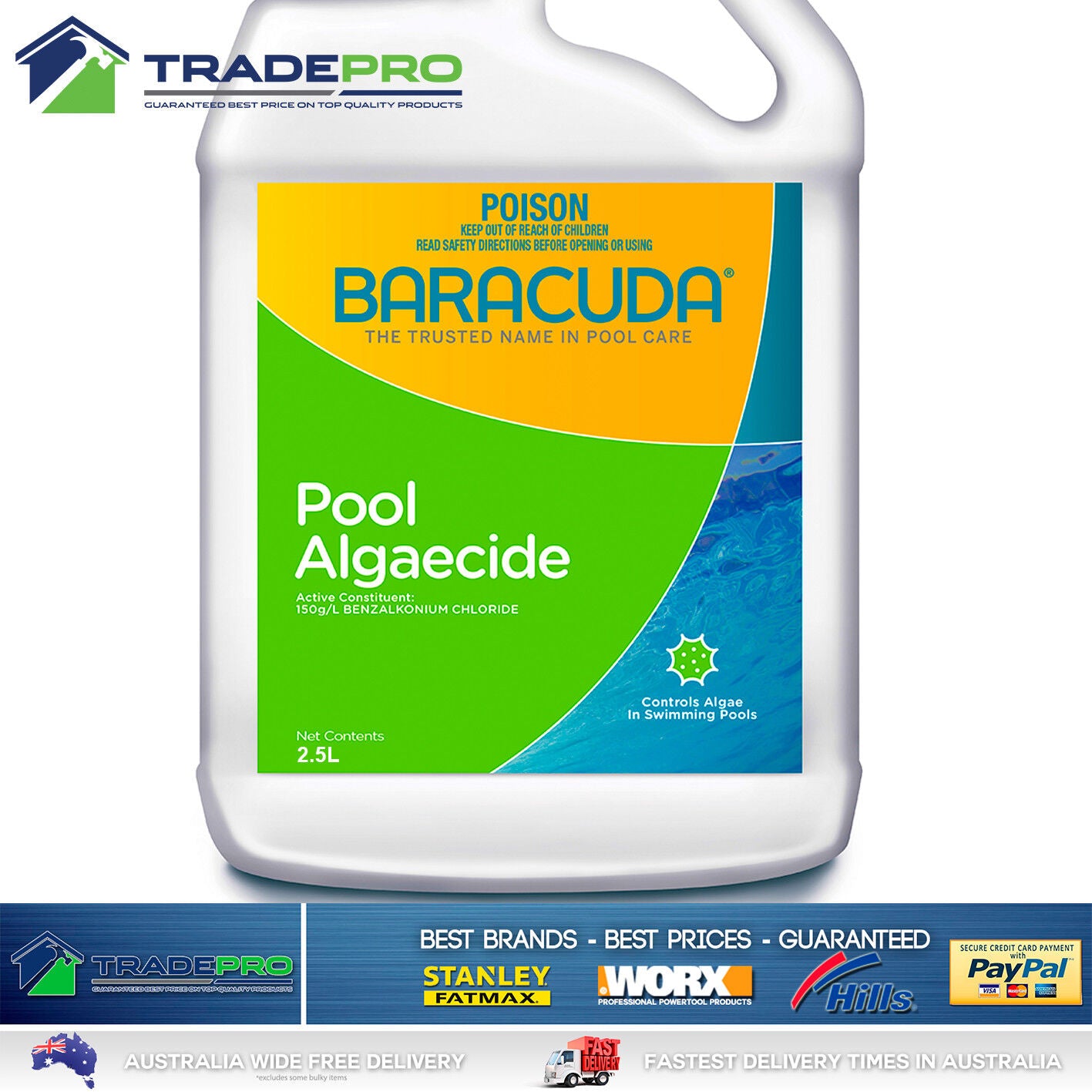 Pool Algae Killer Baracuda PRO Algaecide 2.5L Fast Knock-Out Chemical 2.5Ltr