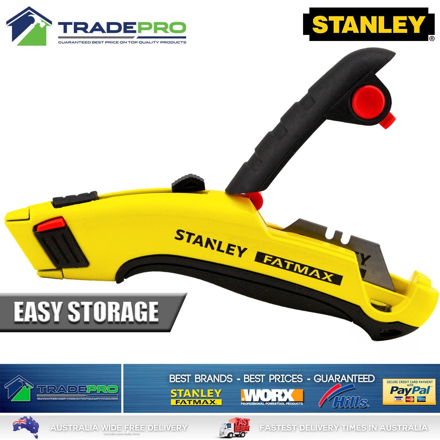 Genuine Stanley® Fatmax New PRO Retractable Ultility Knife with 5 Blades Quality