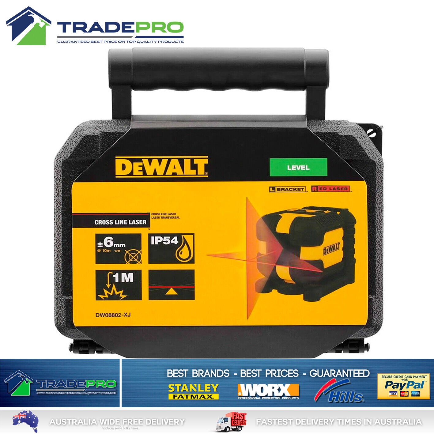 Dewalt Cross Line Laser Red Beam Leveling Distance Accurate Transversal Pendulum