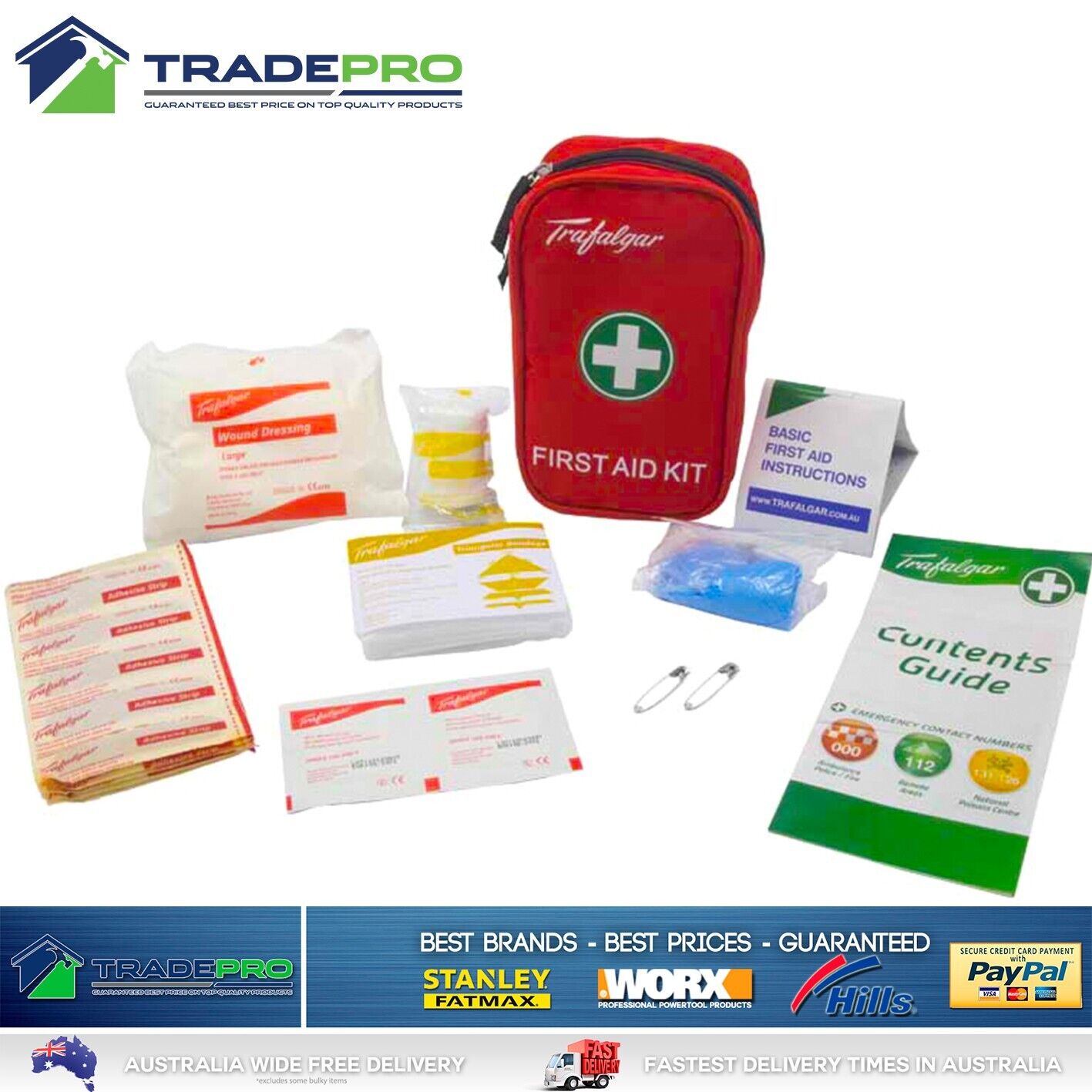 First Aid Kit Trafalgar Medical TGA Apprved Travel Workplace Family Emergency 62