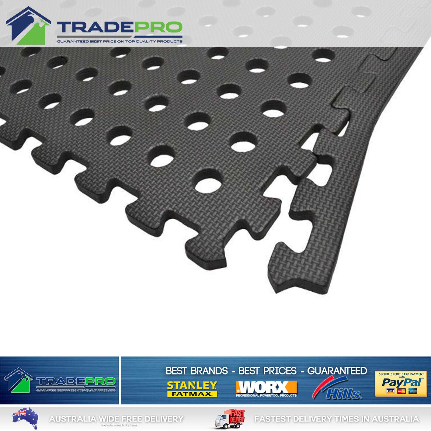6PC Floor Mat Tiles EVA H/Duty Rubber Foam Interlocking Fatigue Shock Absorb Gym