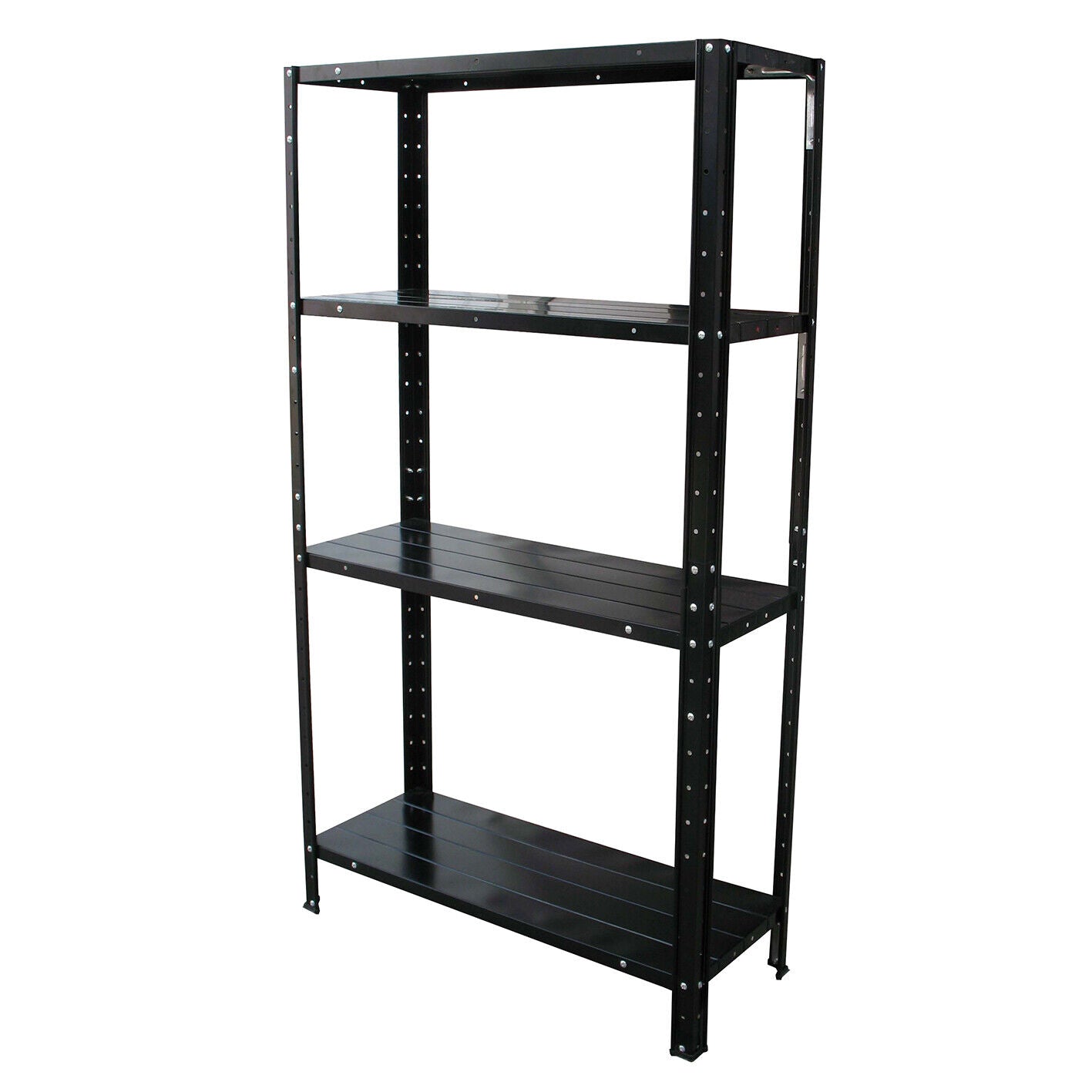 4 Shelf Metal Warehouse Garage Shed Storage Unit Black 60kg Shelving Book Rack