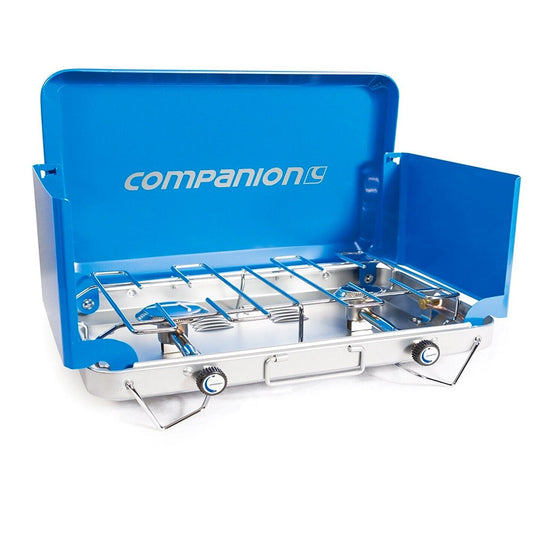 Gas Stove Companion Quality 2 Burner Camping Portable Cooker BBQ & Gas Hose PRO