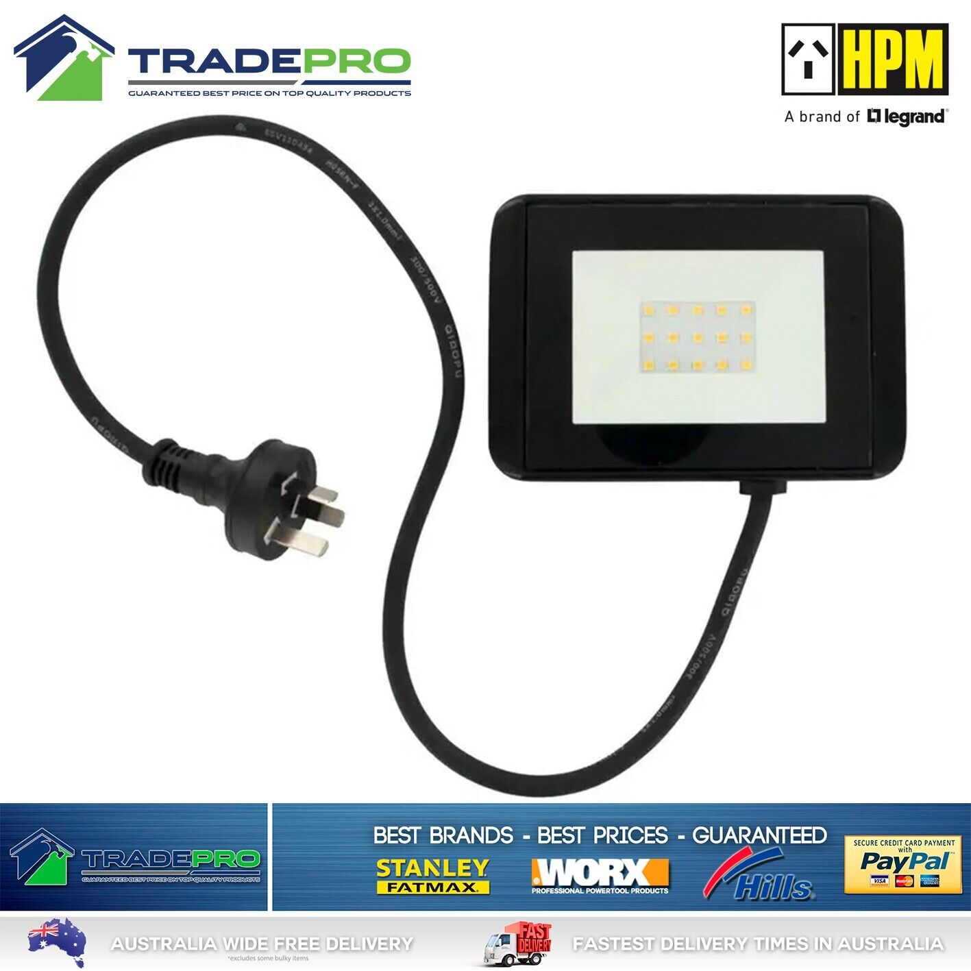 HPM LED Light Slim Fina Black 20W Outdoor Flex Plug Weather Resistant PRO