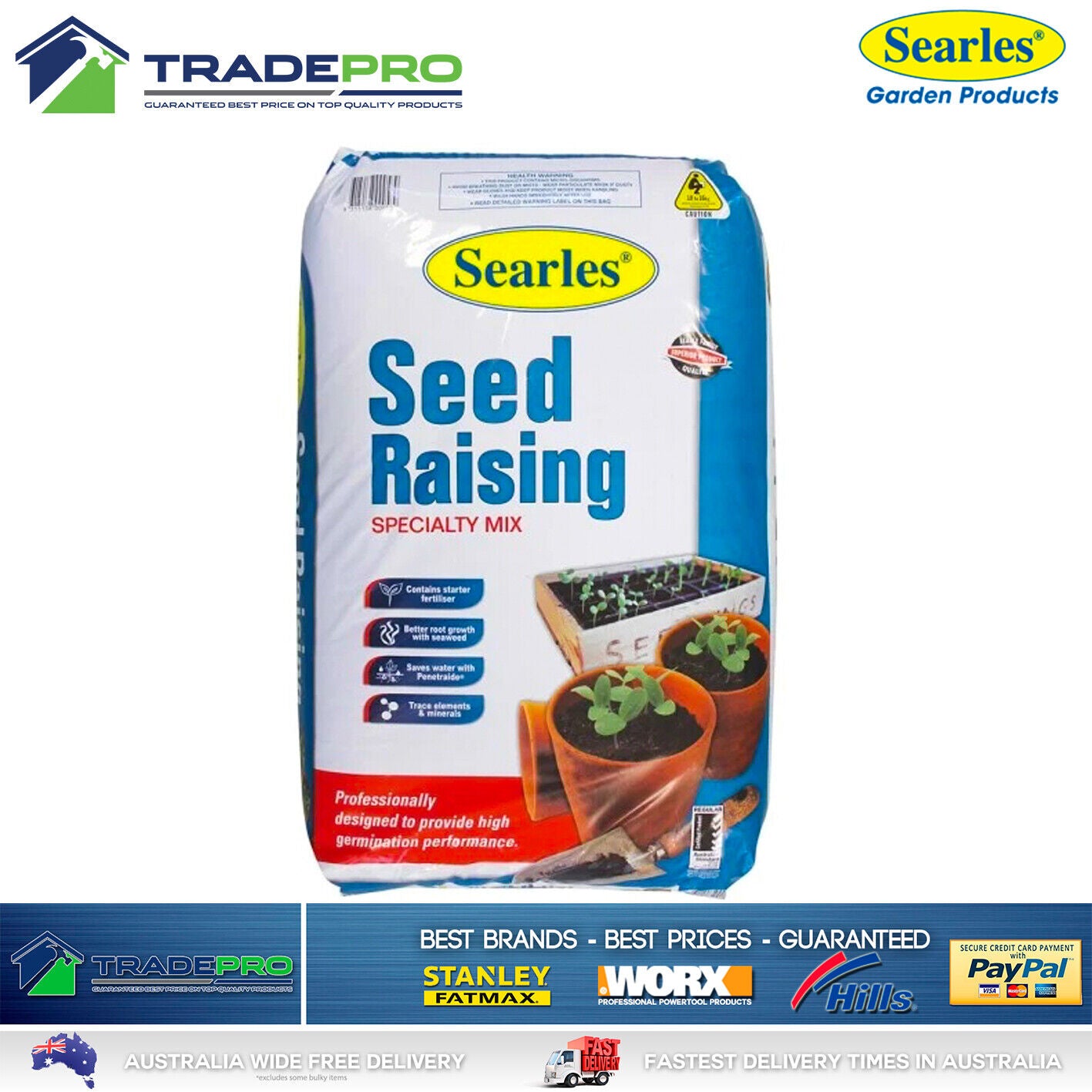 Seed Raising Mix 10L Searles Premium Potting Soil Cuttings Propagation Mixture