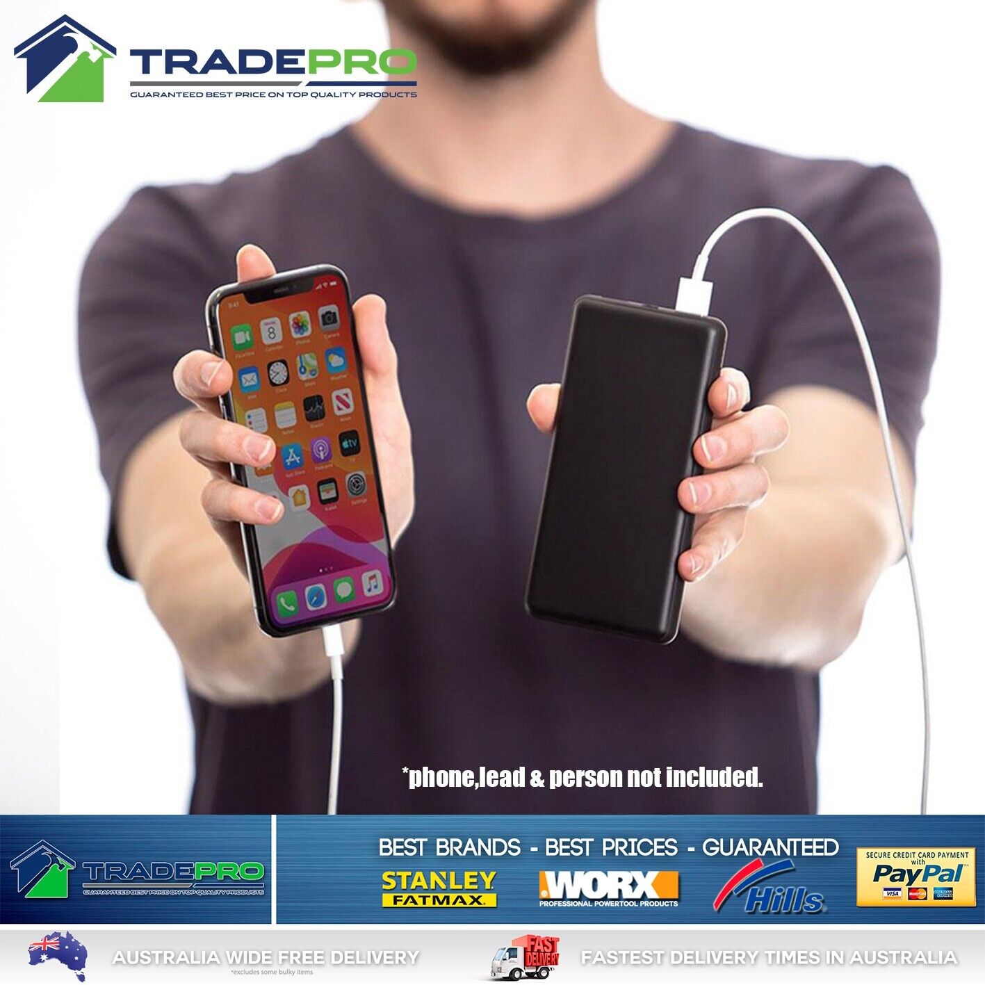 Hyperion USB-C Portable Battery Power Fast Charger Bank Rapid 10000Mah Powerbank