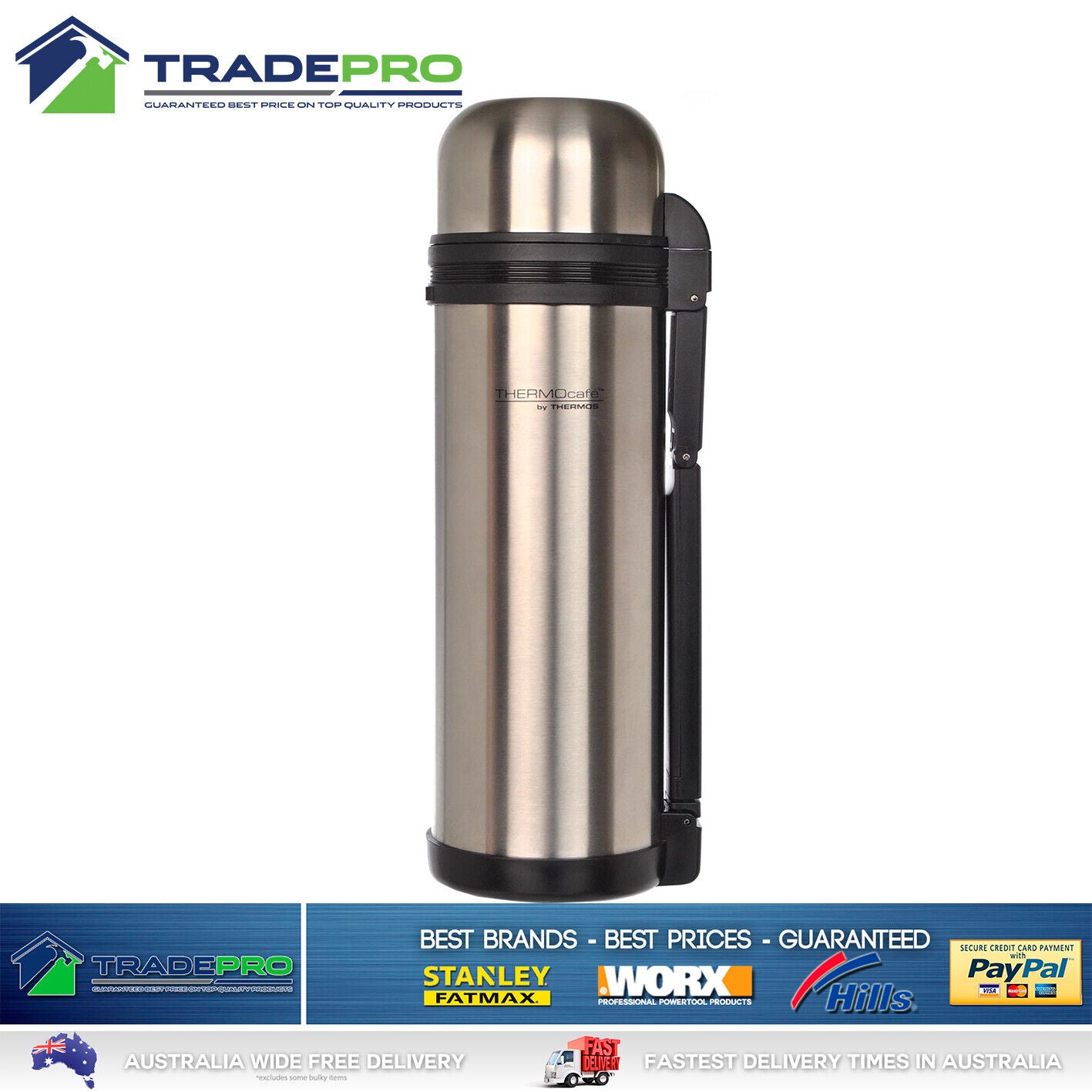 Thermos Flask Stainless Steel 1.8L Vacuum Insulated Bottle Drink Food 1.8 Litre