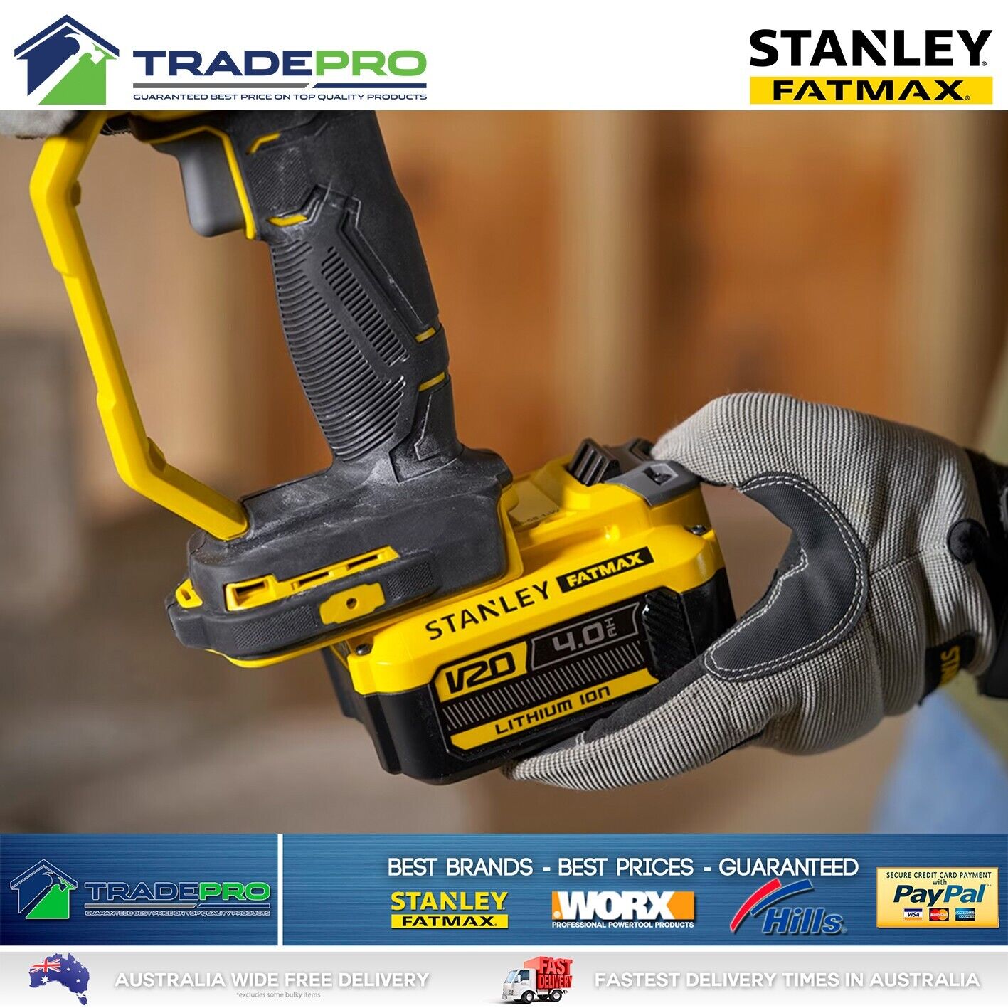 Stanley® Fatmax 18V Cordless 125mm Angle Grinder 2x 4.0Ah Batteries Charger