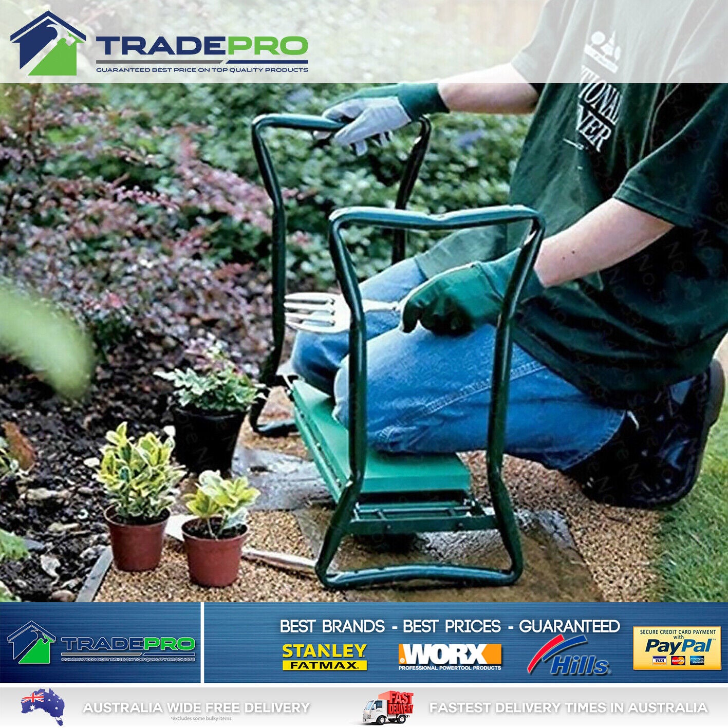 Garden Kneeler PRO 2 in 1 Folding Kneeling Pad Seat Padded Stool Gardening Bench