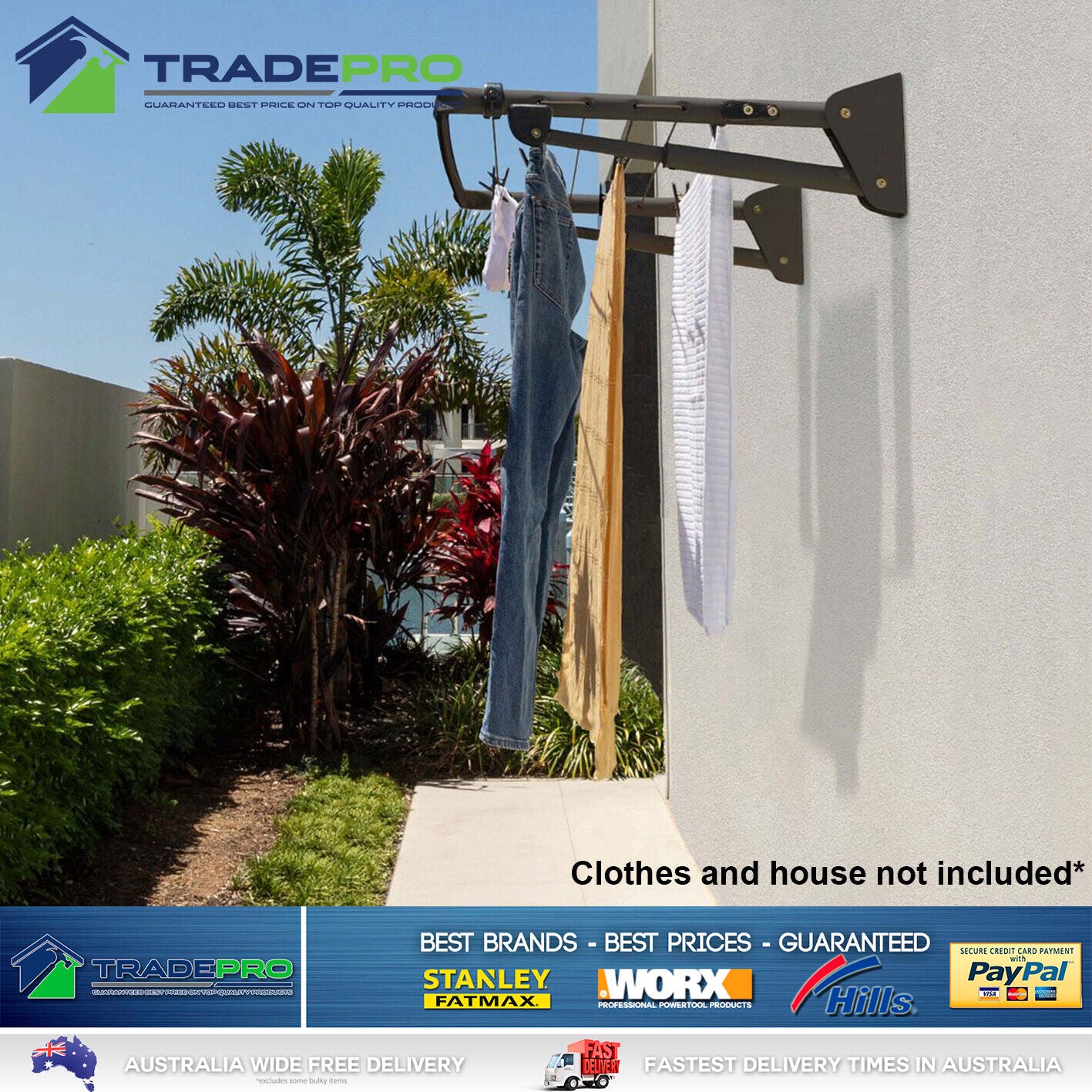 Hills Wall Mounted Extra Compact Clothesline Mini Folding Clothes Line Monument