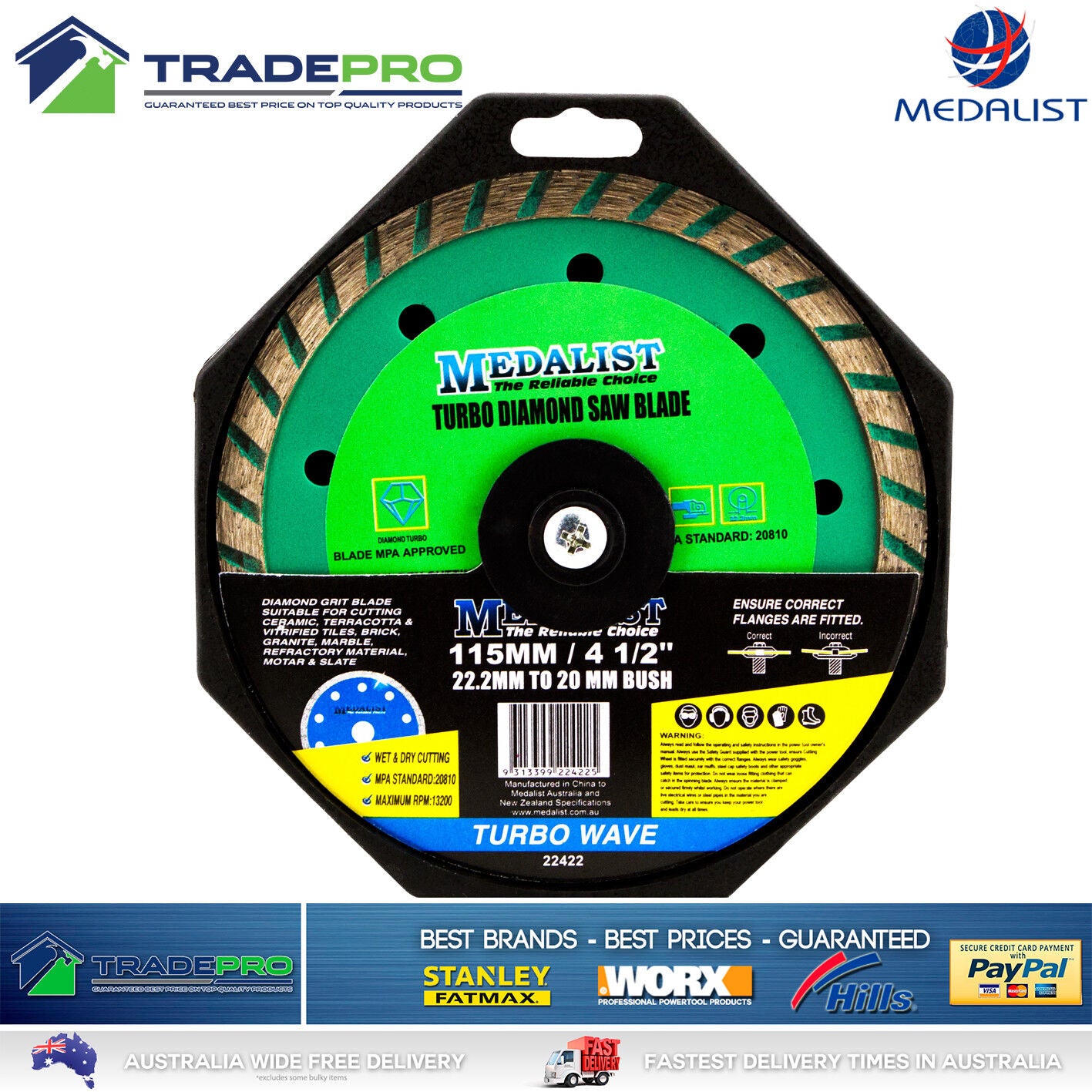 Diamond Cutting Wheel 115mm PRO Turbo Wave Blade Disk Angle Grinder Tile Saw