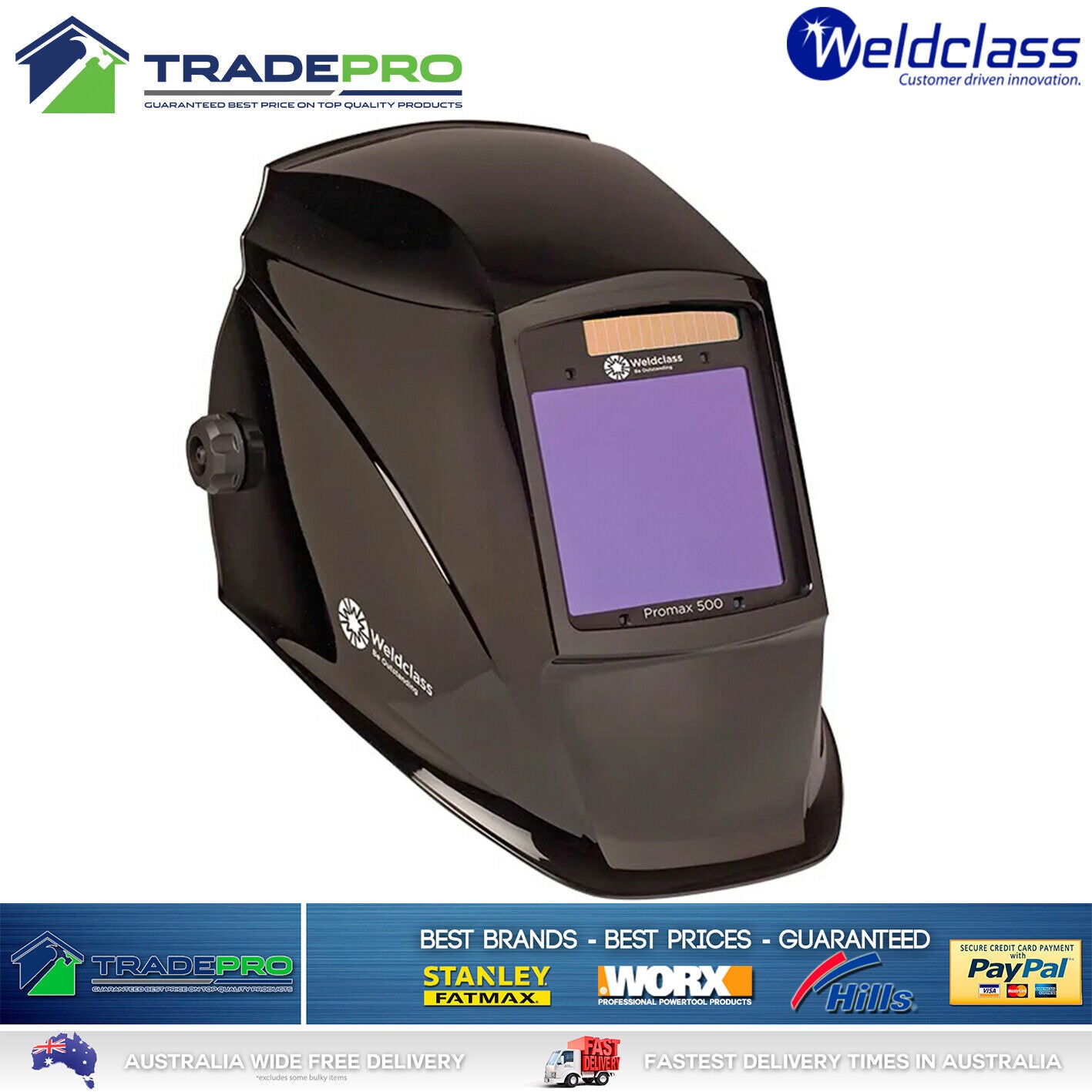 Welding Helmet Mask Promax 500 Black Auto Sensor Welder Oxy TIG Boiler MIG Solar
