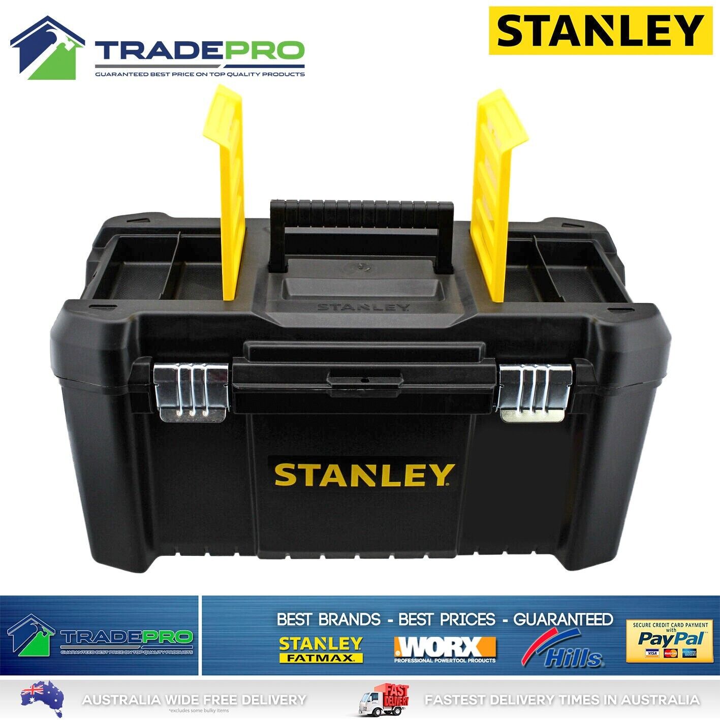 Stanley® Tool Chest Box 48cm Lockable Storage Toolbox Metal Latches & Orgainiser