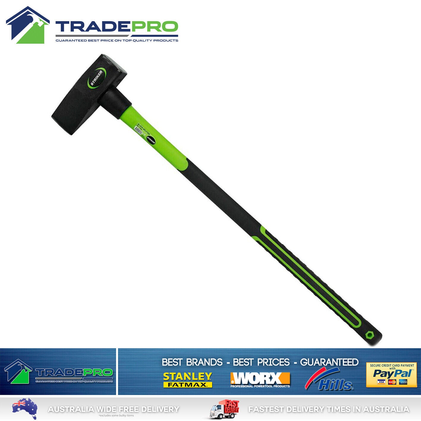 Splitting Axe Fiber Glass Handle 900mm Block Splitter Drop Forged 2.7kg 6Lb Head
