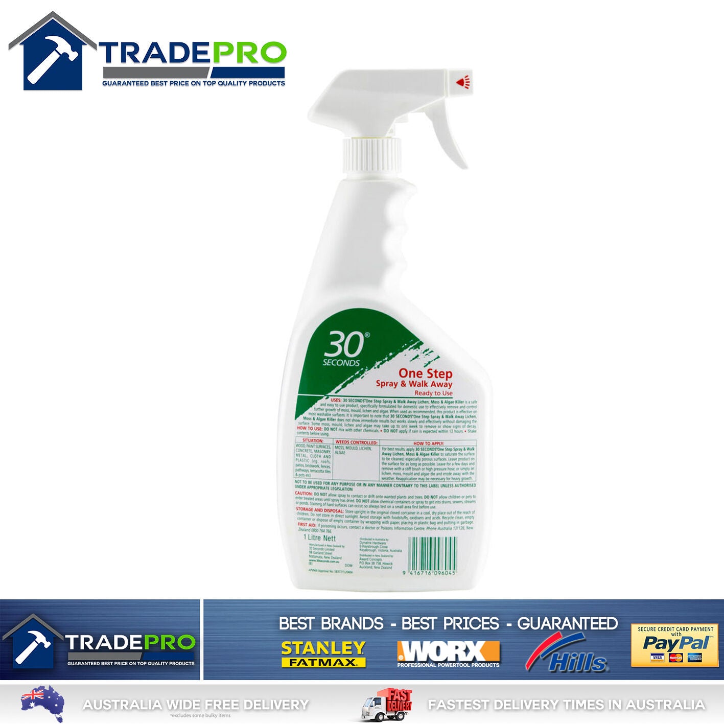 Spray & Walk Away 1ltr Wet Forget Algae Moss Mould Cleaner Remover 1L 30 Seconds