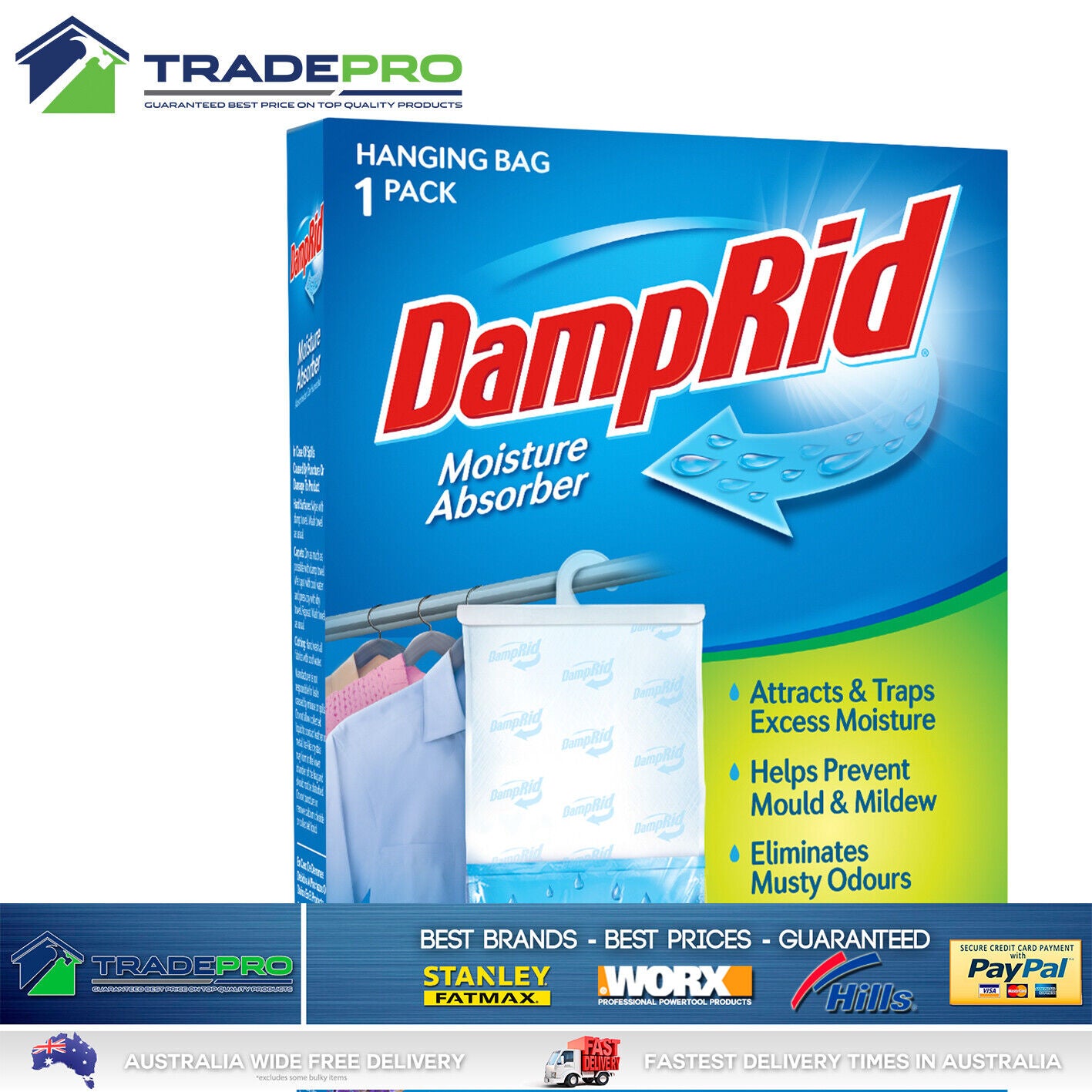 DampRid Hanging Moisture Absorber 397g Damp Rid Lavender Model Mould Odour Kill