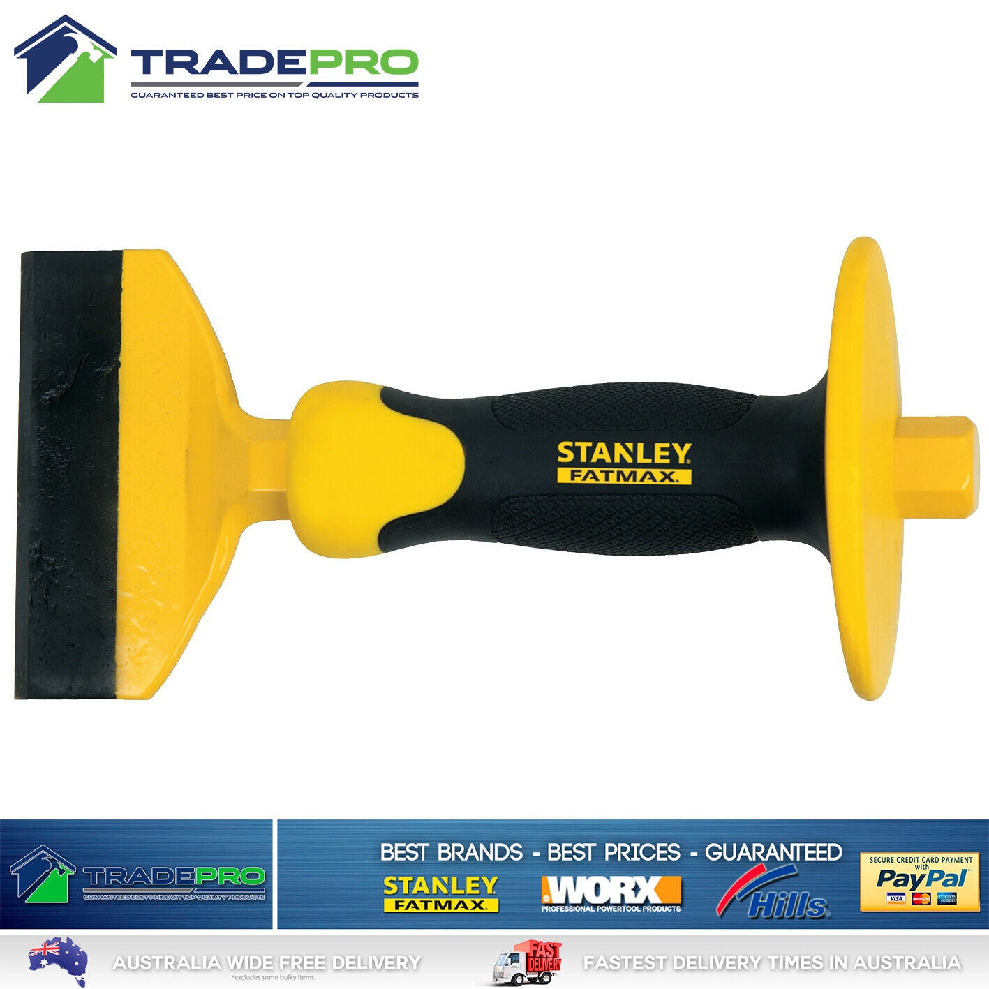 Stanley® FatMax Brick Bolster 100mm 4" with Guard Chisel Concrete Masonry Cutter
