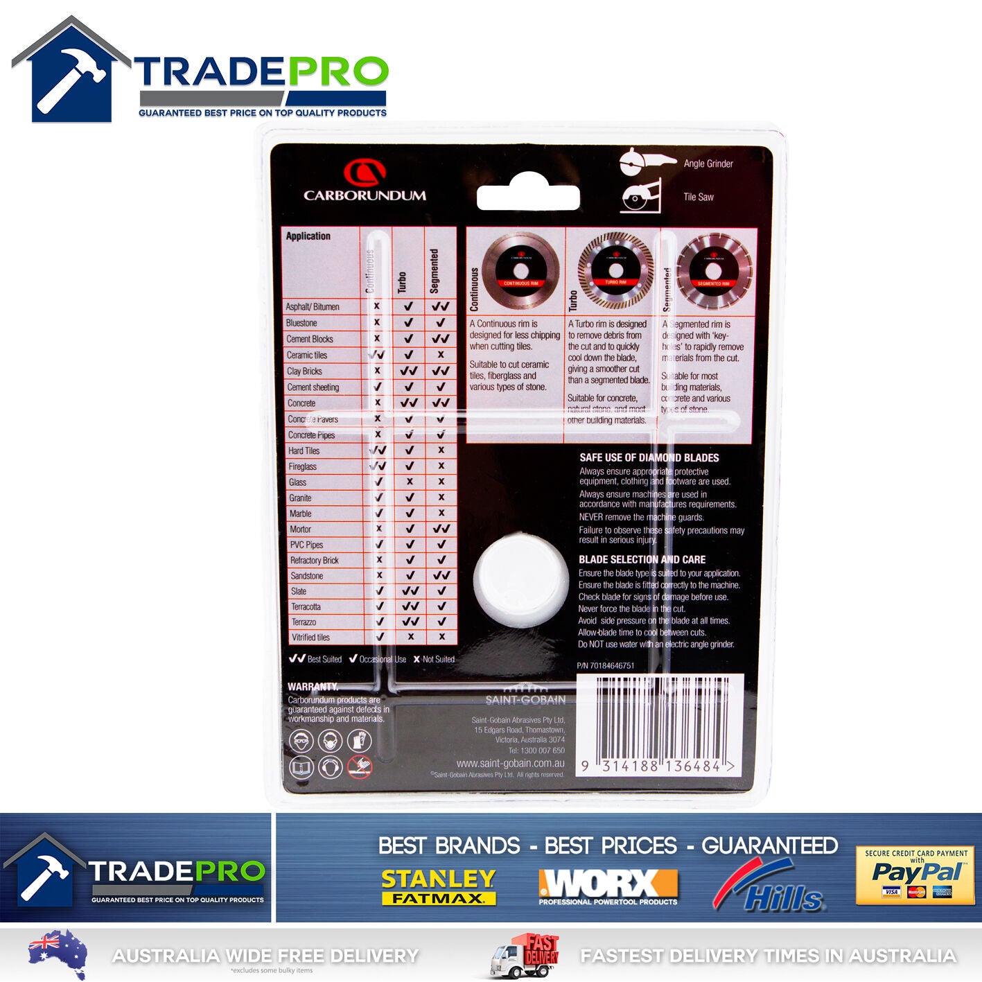 Diamond Cutting Wheel 115mm PRO® Cont Ultra Thin Angle Grinder Tile Saw Blade