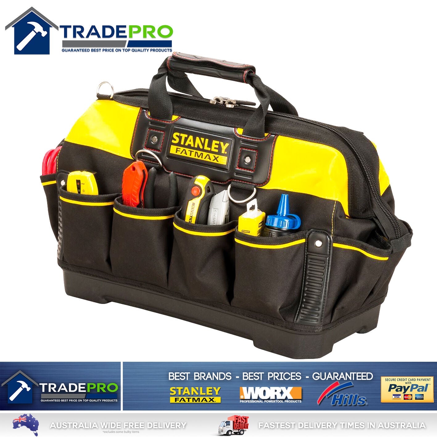 Stanley Tool Bag Tote 18" 460mm Genuine Fatmax® Hard Base XL Organiser 1-93-950