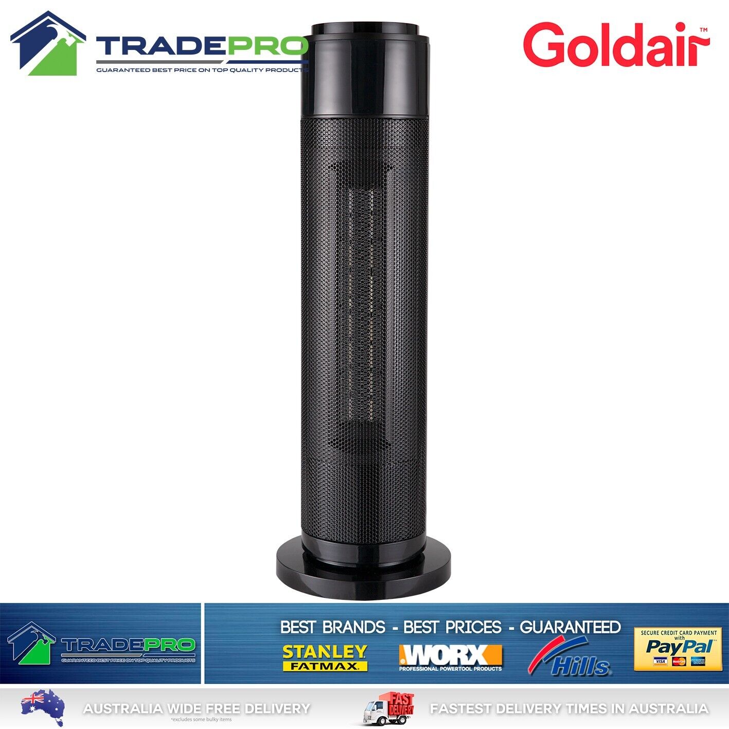Tower Heater Electric Ceramic Goldair® Adjustable Large Warm Portable Oscillate
