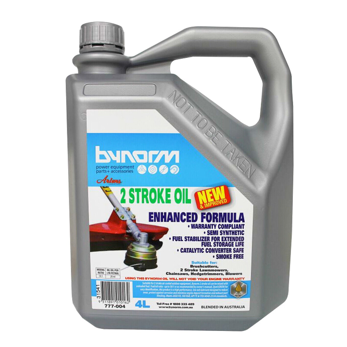 Lawnmower Oil 4Ltr 2 Stroke Bynorm Chainsaw Grass Trimmer Brush Cutter Mower
