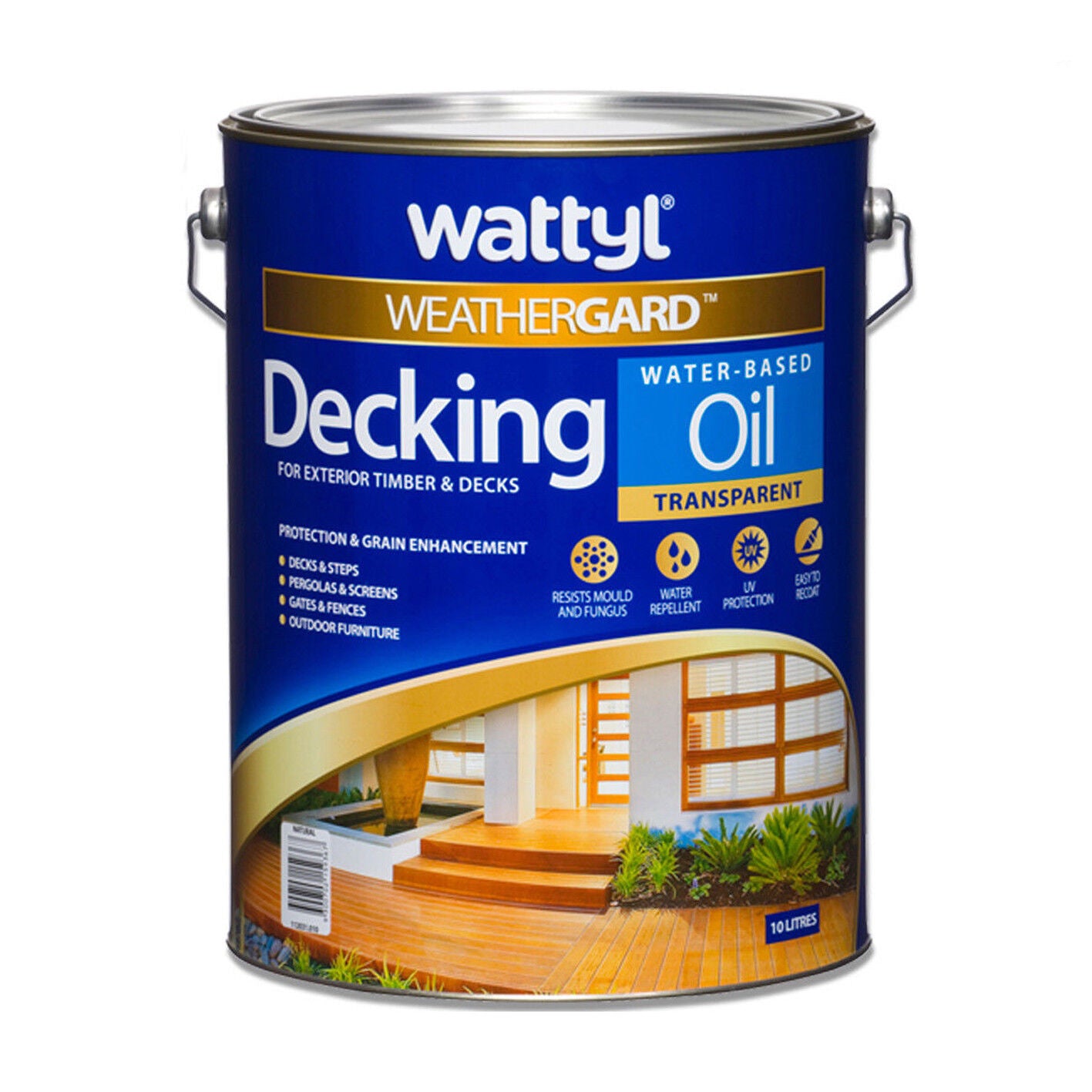 Wattyl Decking Oil PRO Water Based 10L Natural Timber Outdoor Wood Dec ...
